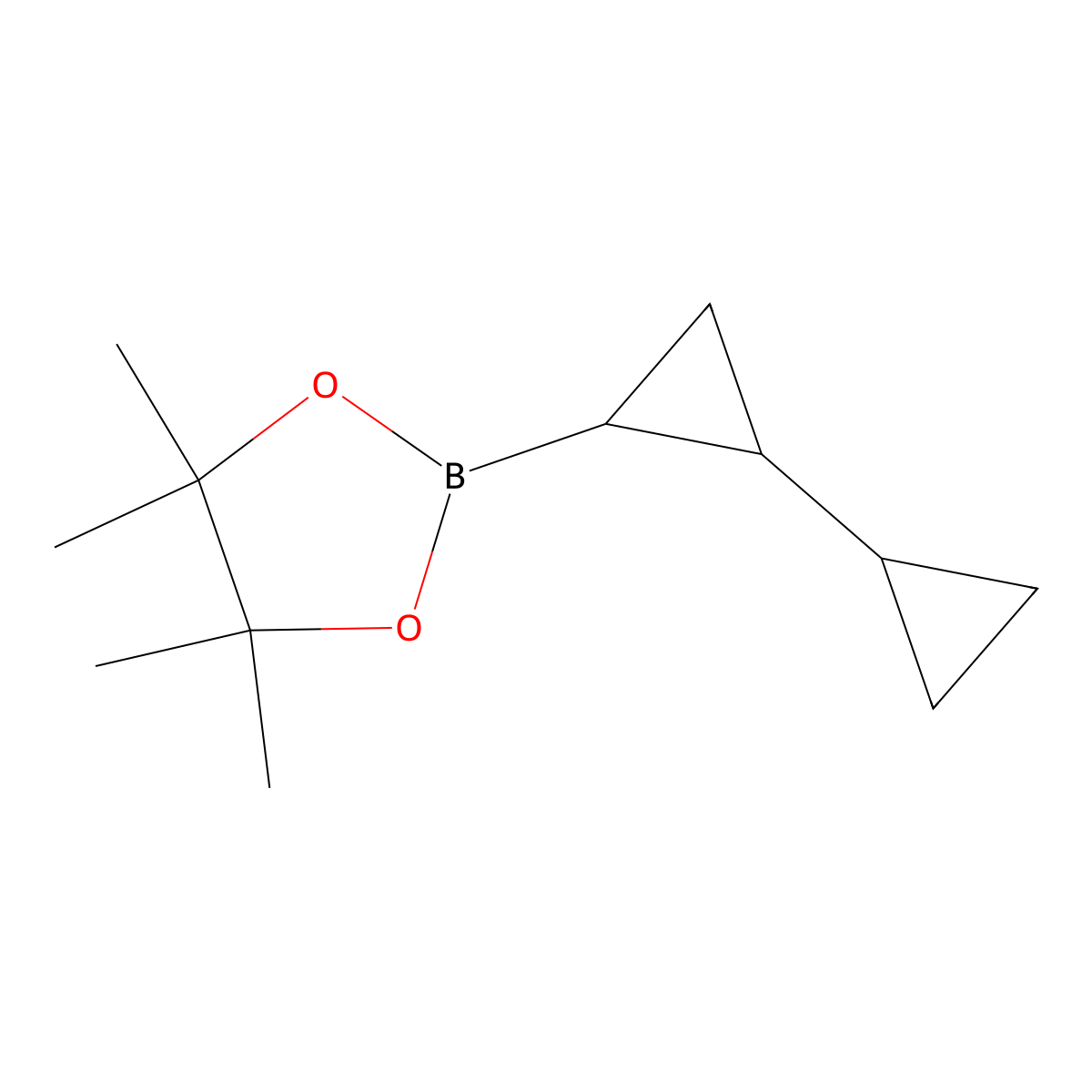 rac-2-[(1R,2S)-[1,1'-bi(cyclopropane)]-2-yl]-4,4,5,5-tetramethyl-1,3,2-dioxaborolane molecular structure, CAS 1369571-40-3
