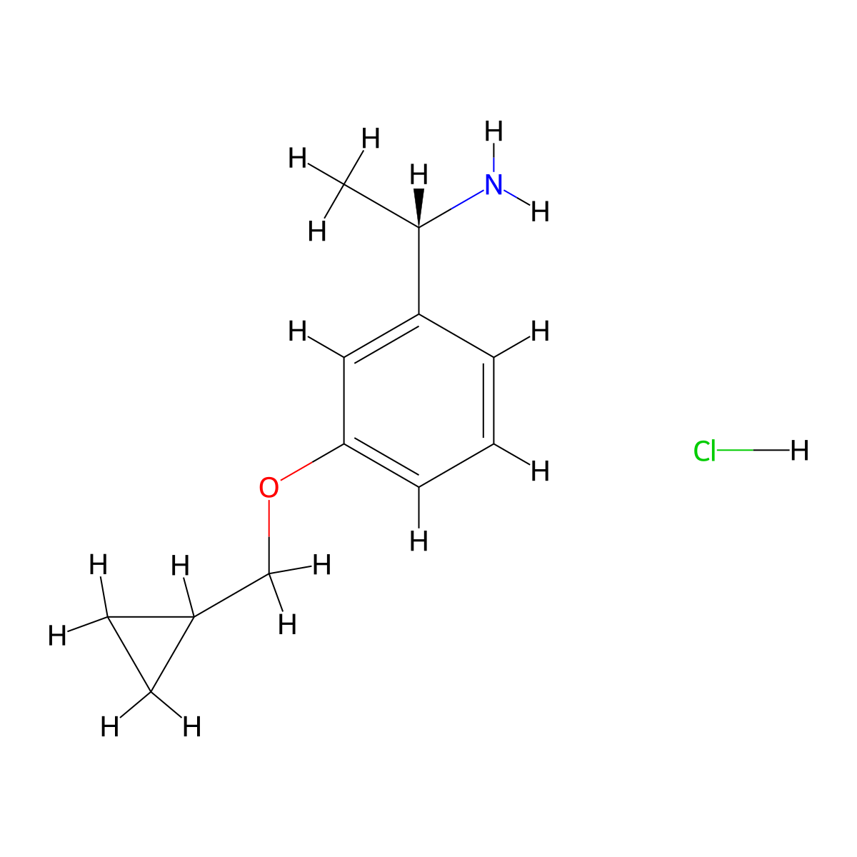 (S)-1-(3-(cyclopropylmethoxy)phenyl)ethan-1-amine hydrochloride molecular structure, CAS 1369704-31-3