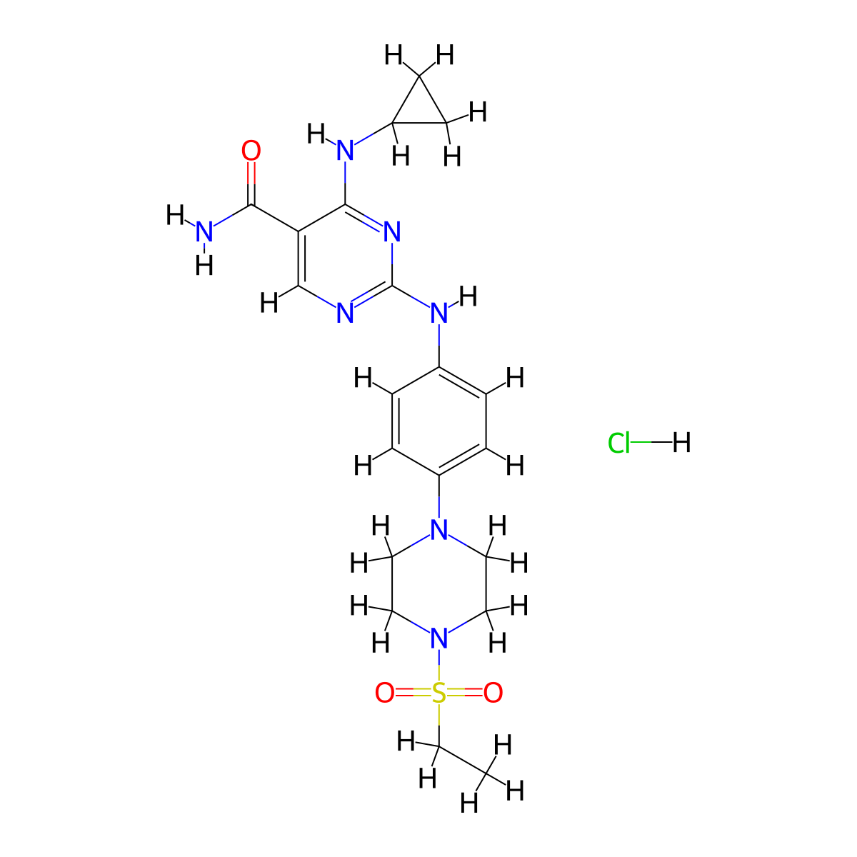 Cerdulatinib Hydrochloride molecular structure, CAS 1369761-01-2