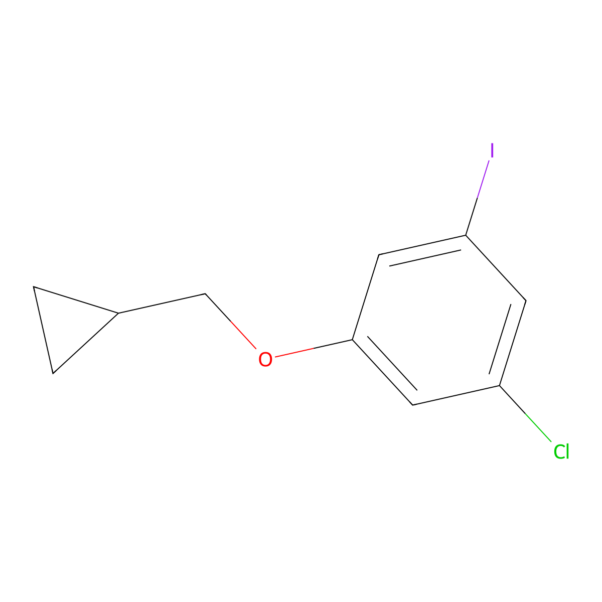 1-Chloro-3-(cyclopropylmethoxy)-5-iodobenzene molecular structure, CAS 1369774-40-2