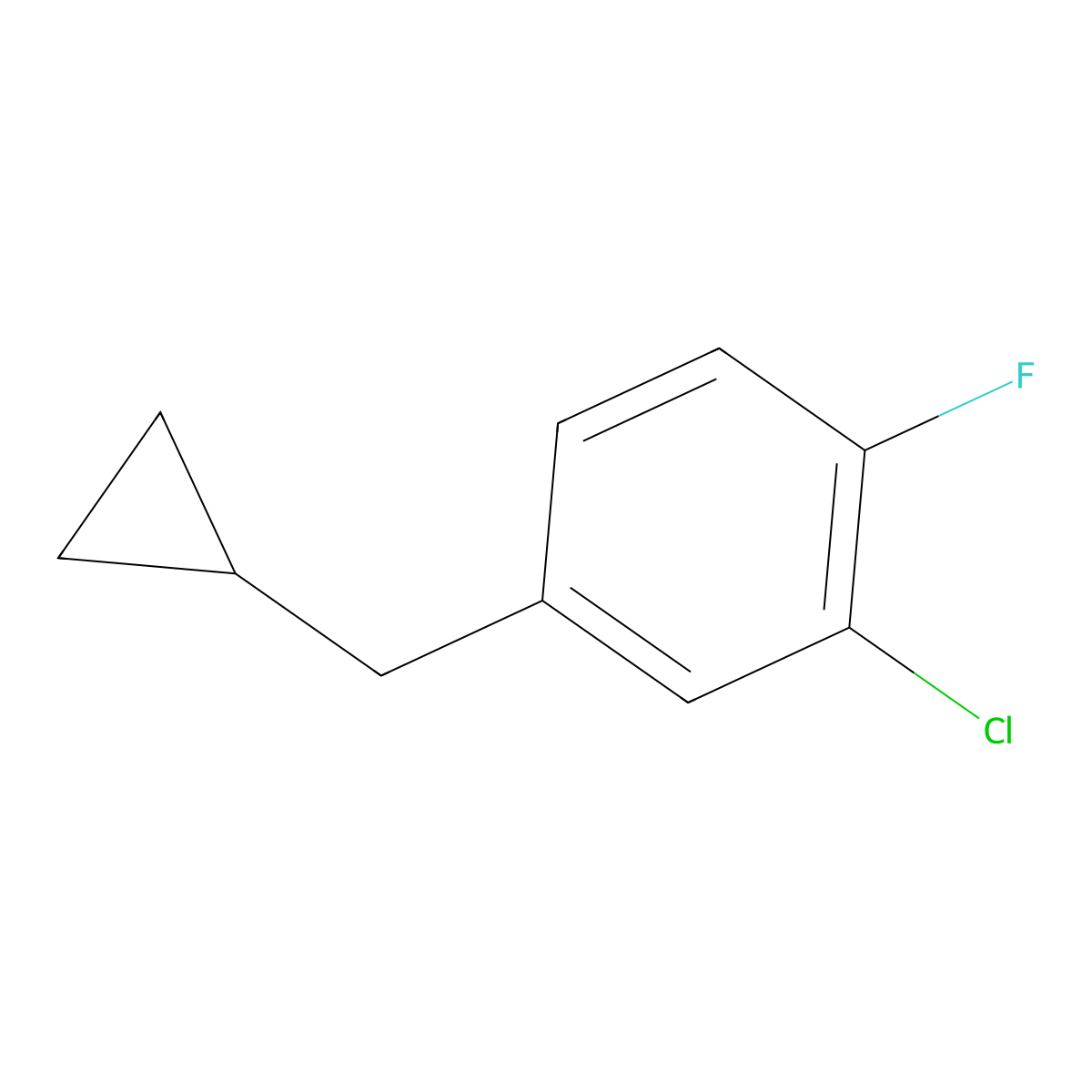 2-Chloro-4-(cyclopropylmethyl)-1-fluorobenzene molecular structure, CAS 1369774-65-1
