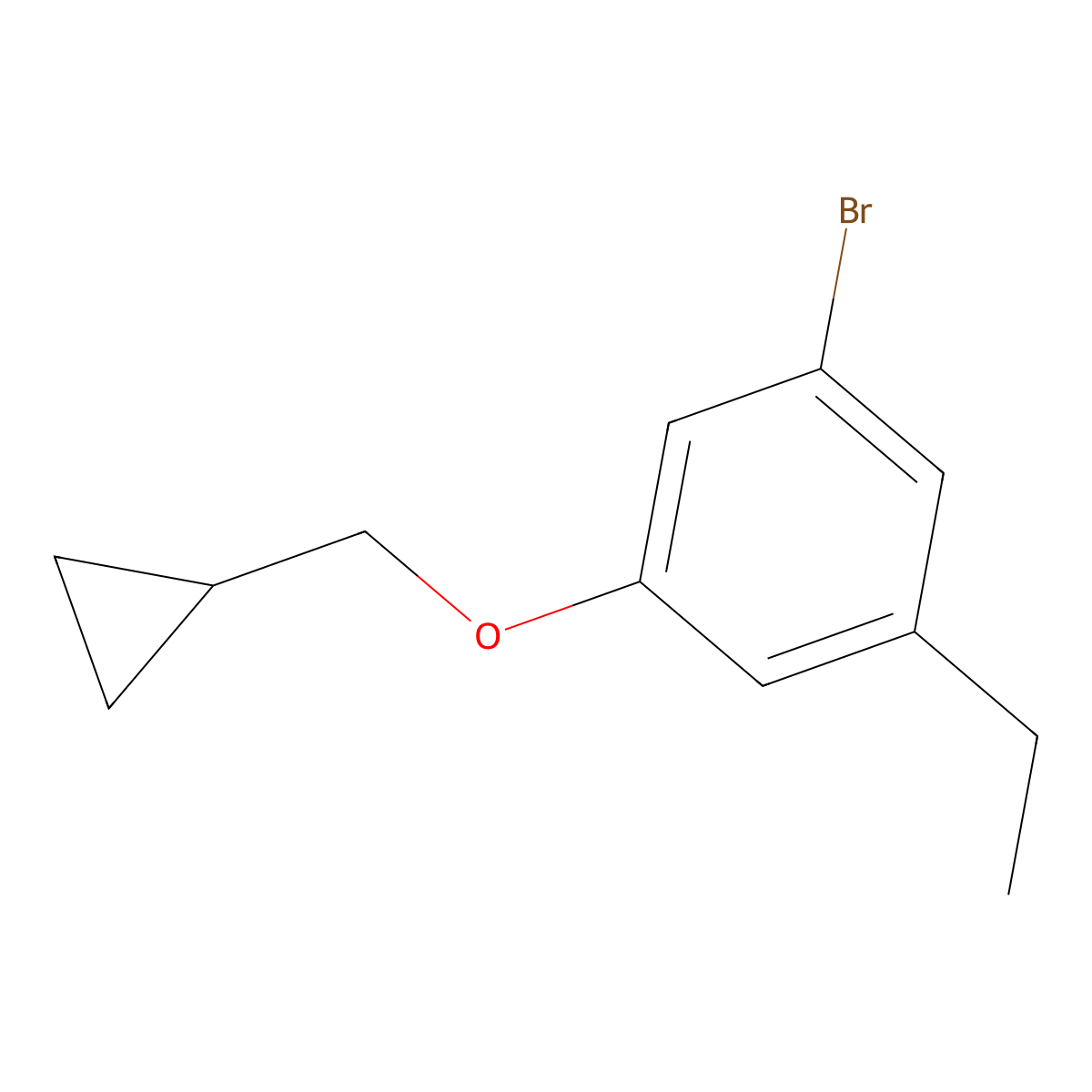 Benzene, 1-bromo-3-(cyclopropylmethoxy)-5-ethyl- molecular structure, CAS 1369775-55-2