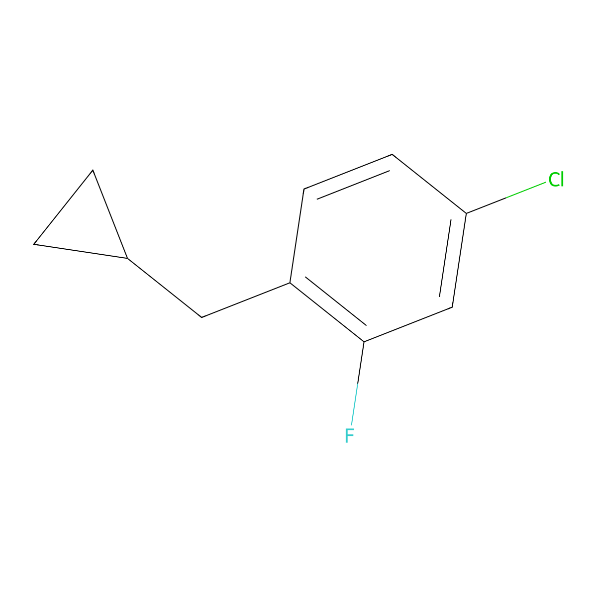 Benzene, 4-chloro-1-(cyclopropylmethyl)-2-fluoro- molecular structure, CAS 1369776-23-7