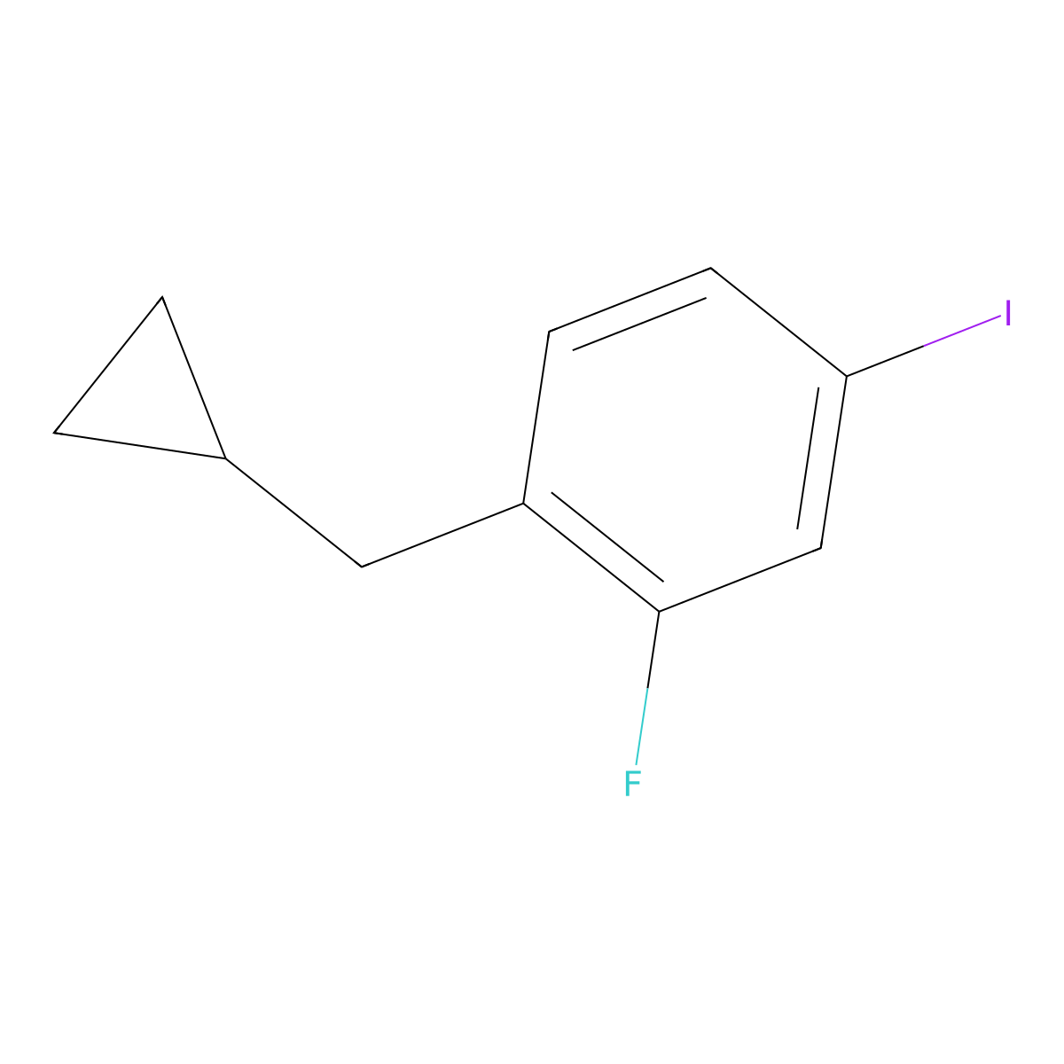 Benzene, 1-(cyclopropylmethyl)-2-fluoro-4-iodo- molecular structure, CAS 1369776-72-6