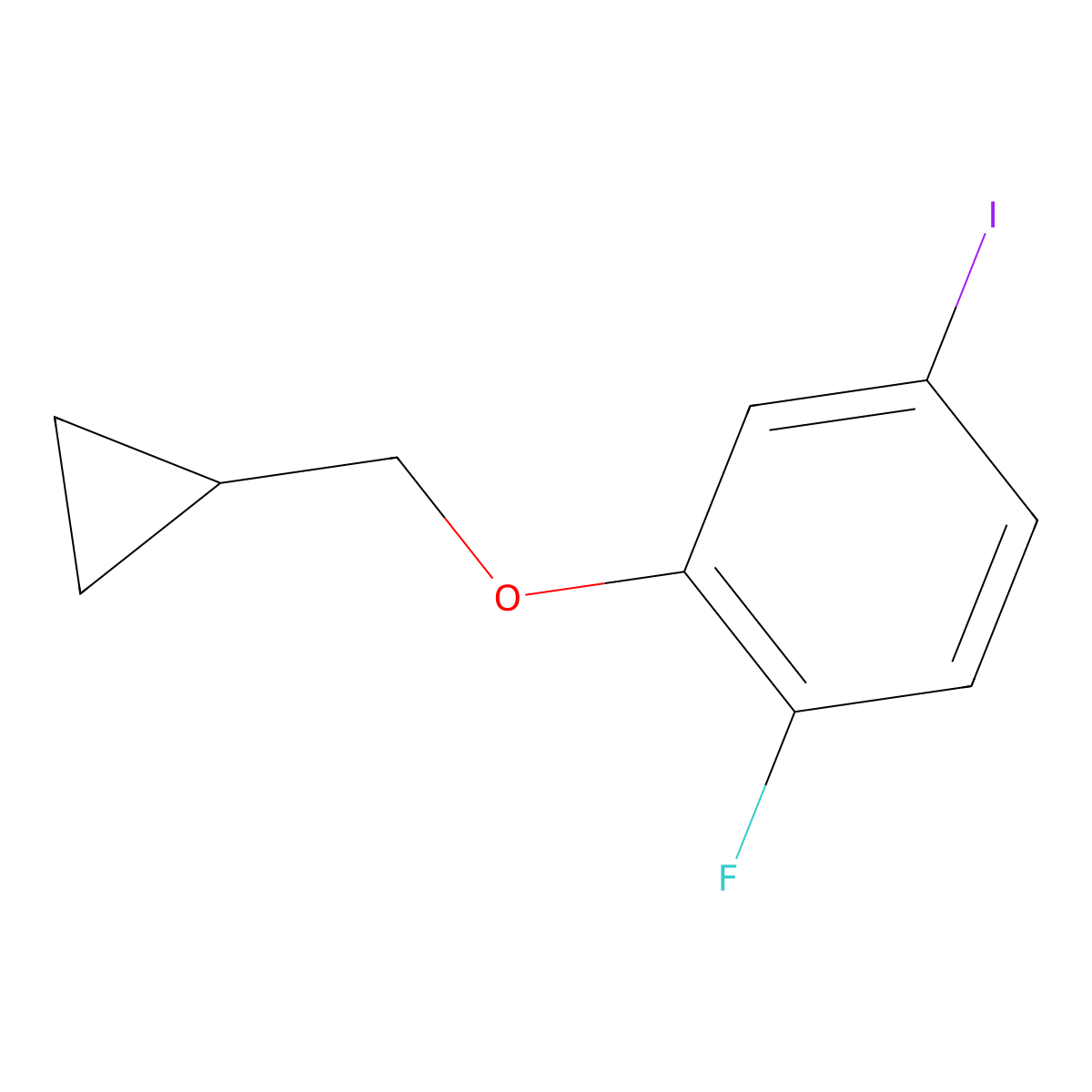 Benzene, 2-(cyclopropylmethoxy)-1-fluoro-4-iodo- molecular structure, CAS 1369776-88-4