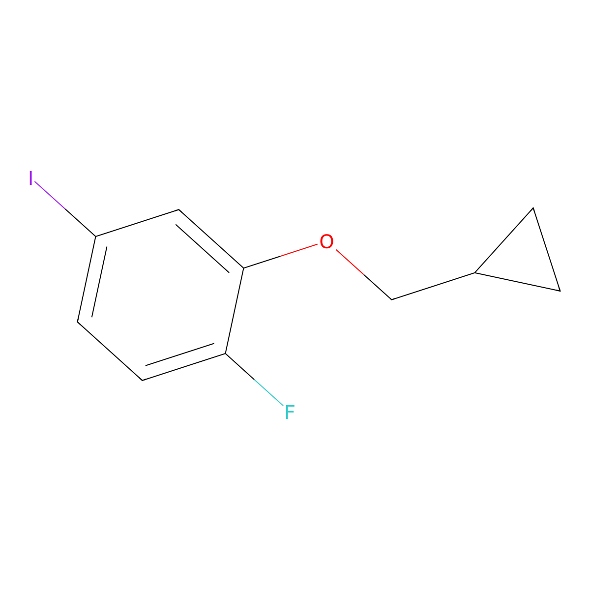 Benzene, 2-(cyclopropylmethoxy)-1-fluoro-4-iodo- molecular structure, CAS 1369776-88-4