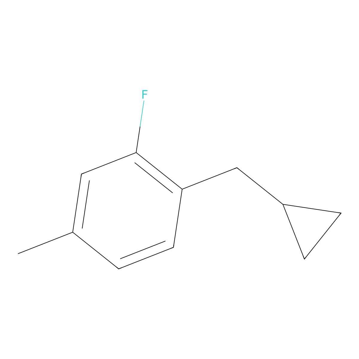 Benzene, 1-(cyclopropylmethyl)-2-fluoro-4-methyl- molecular structure, CAS 1369792-77-7