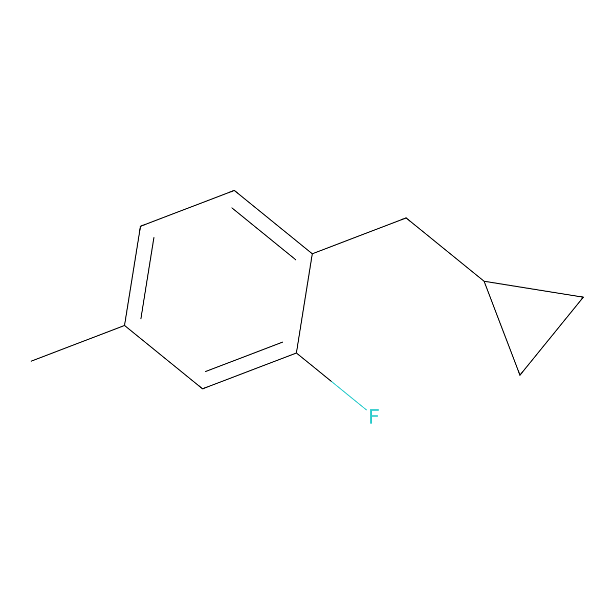 Benzene, 1-(cyclopropylmethyl)-2-fluoro-4-methyl- molecular structure, CAS 1369792-77-7