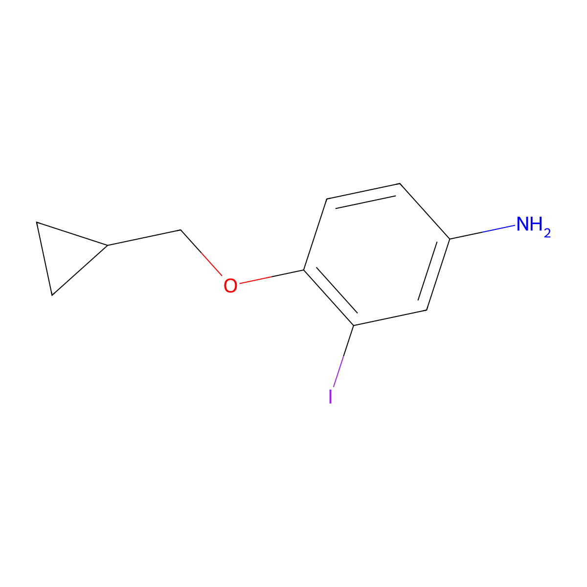 4-(Cyclopropylmethoxy)-3-iodoaniline molecular structure, CAS 1369793-29-2