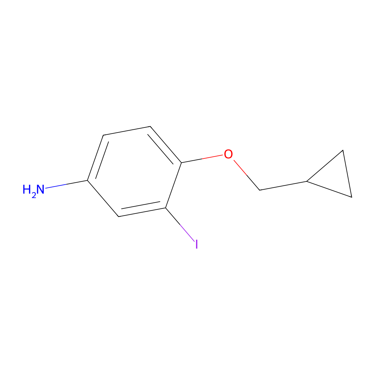 4-(Cyclopropylmethoxy)-3-iodoaniline molecular structure, CAS 1369793-29-2