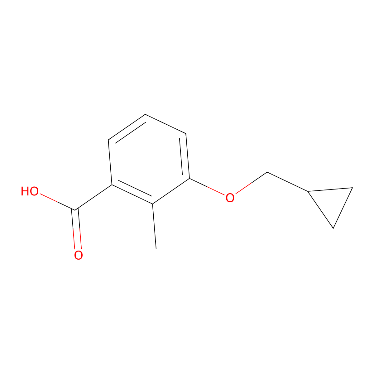 3-(Cyclopropylmethoxy)-2-methylbenzoic acid molecular structure, CAS 1369797-94-3