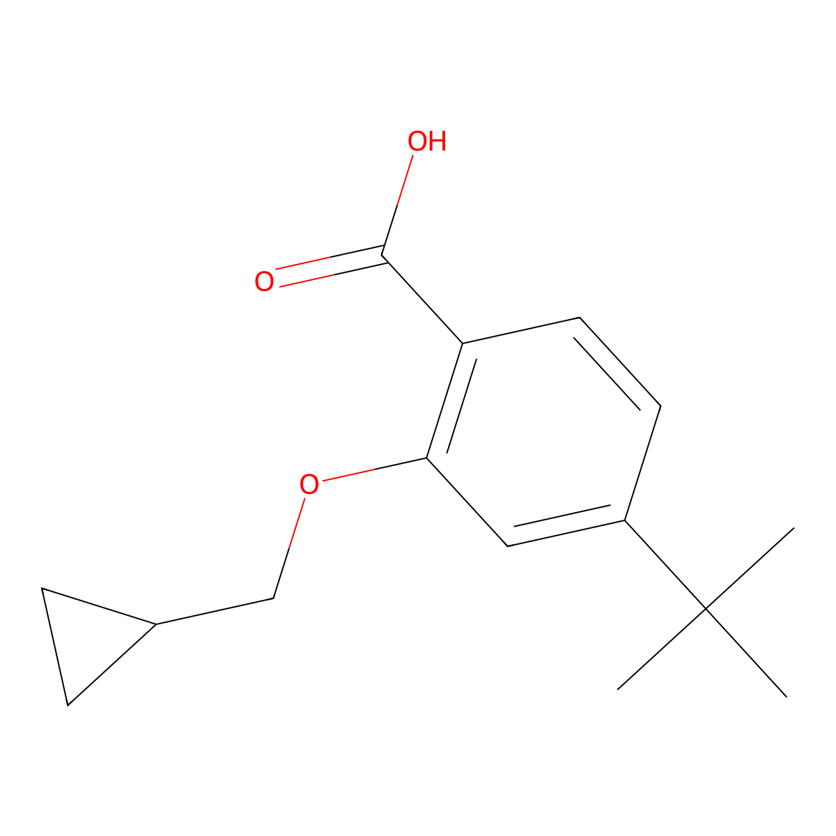 2-(Cyclopropylmethoxy)-4-(1,1-dimethylethyl)benzoic acid molecular structure, CAS 1369799-01-8