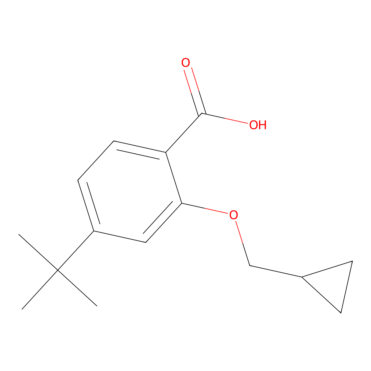 2-(Cyclopropylmethoxy)-4-(1,1-dimethylethyl)benzoic acid molecular structure, CAS 1369799-01-8