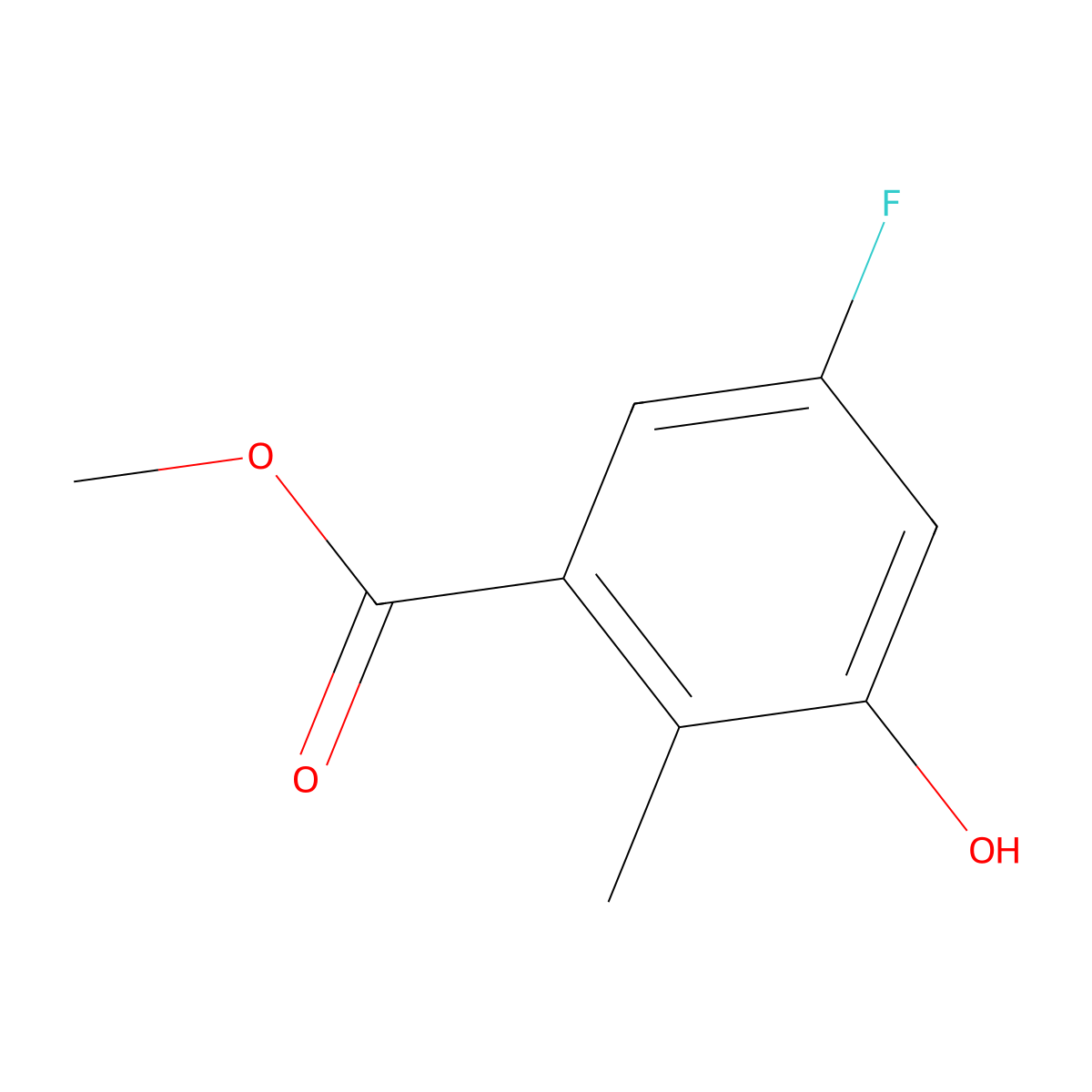 Methyl 5-fluoro-3-hydroxy-2-methylbenzoate molecular structure, CAS 1369805-60-6