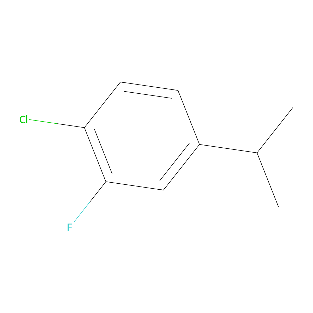 1-Chloro-2-fluoro-4-(propan-2-yl)benzene molecular structure, CAS 1369807-65-7