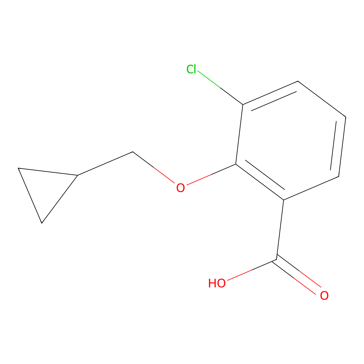 3-Chloro-2-(cyclopropylmethoxy)benzoic acid molecular structure, CAS 1369813-37-5