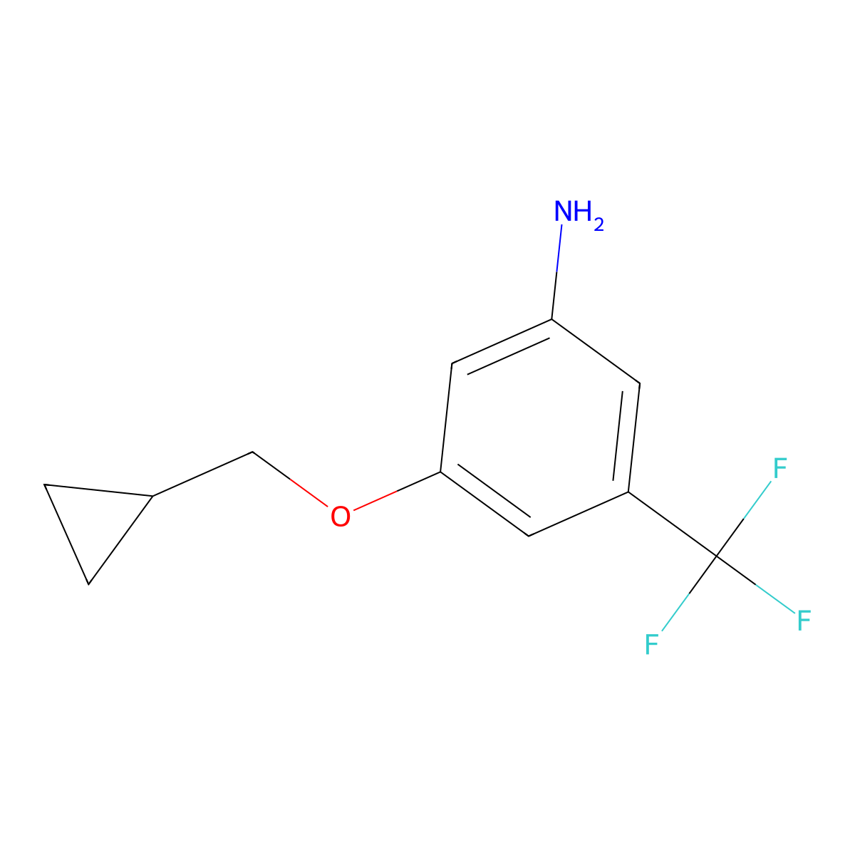 3-(Cyclopropylmethoxy)-5-(trifluoromethyl)benzenamine molecular structure, CAS 1369821-28-2