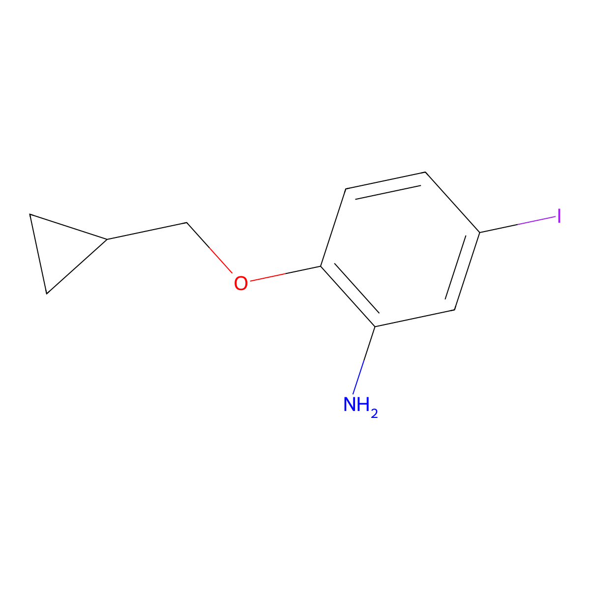 2-(Cyclopropylmethoxy)-5-iodoaniline molecular structure, CAS 1369830-54-5