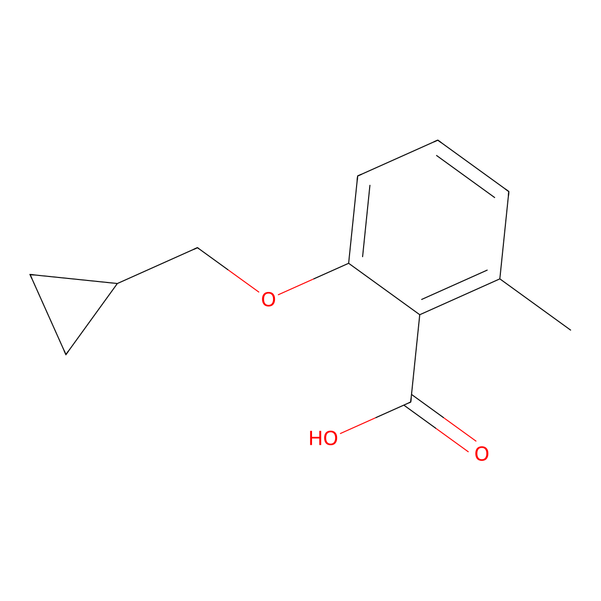 2-(Cyclopropylmethoxy)-6-methylbenzoic acid molecular structure, CAS 1369837-89-7