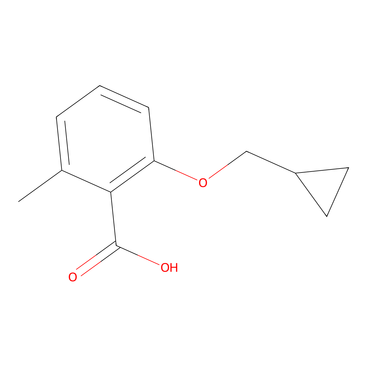 2-(Cyclopropylmethoxy)-6-methylbenzoic acid molecular structure, CAS 1369837-89-7