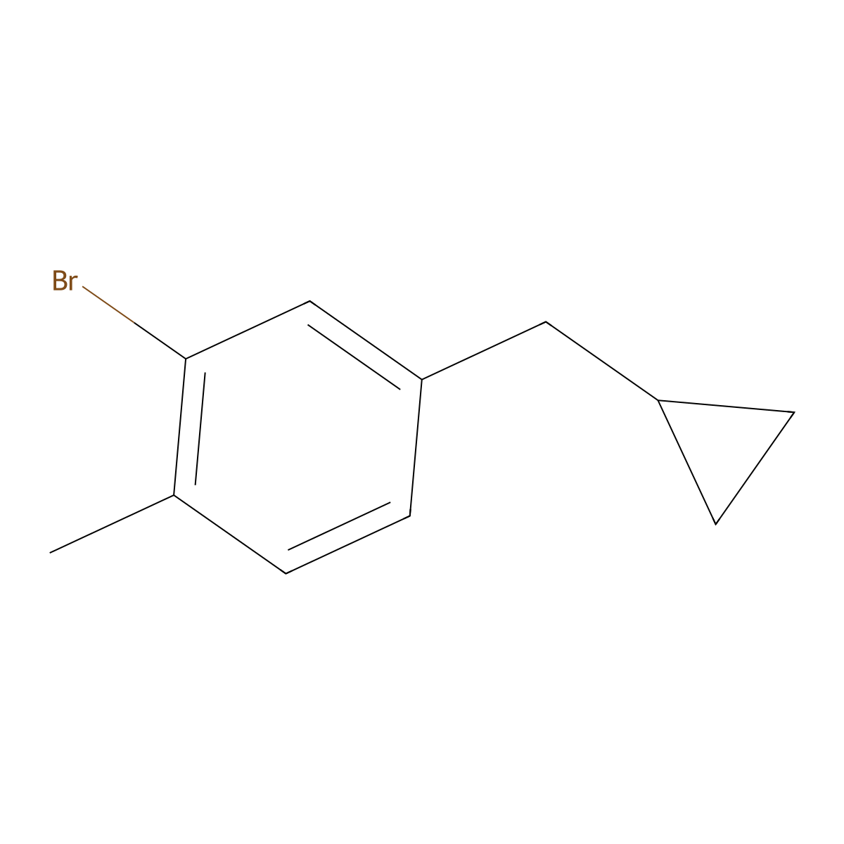 2-Bromo-4-(cyclopropylmethyl)-1-methylbenzene molecular structure, CAS 1369849-40-0
