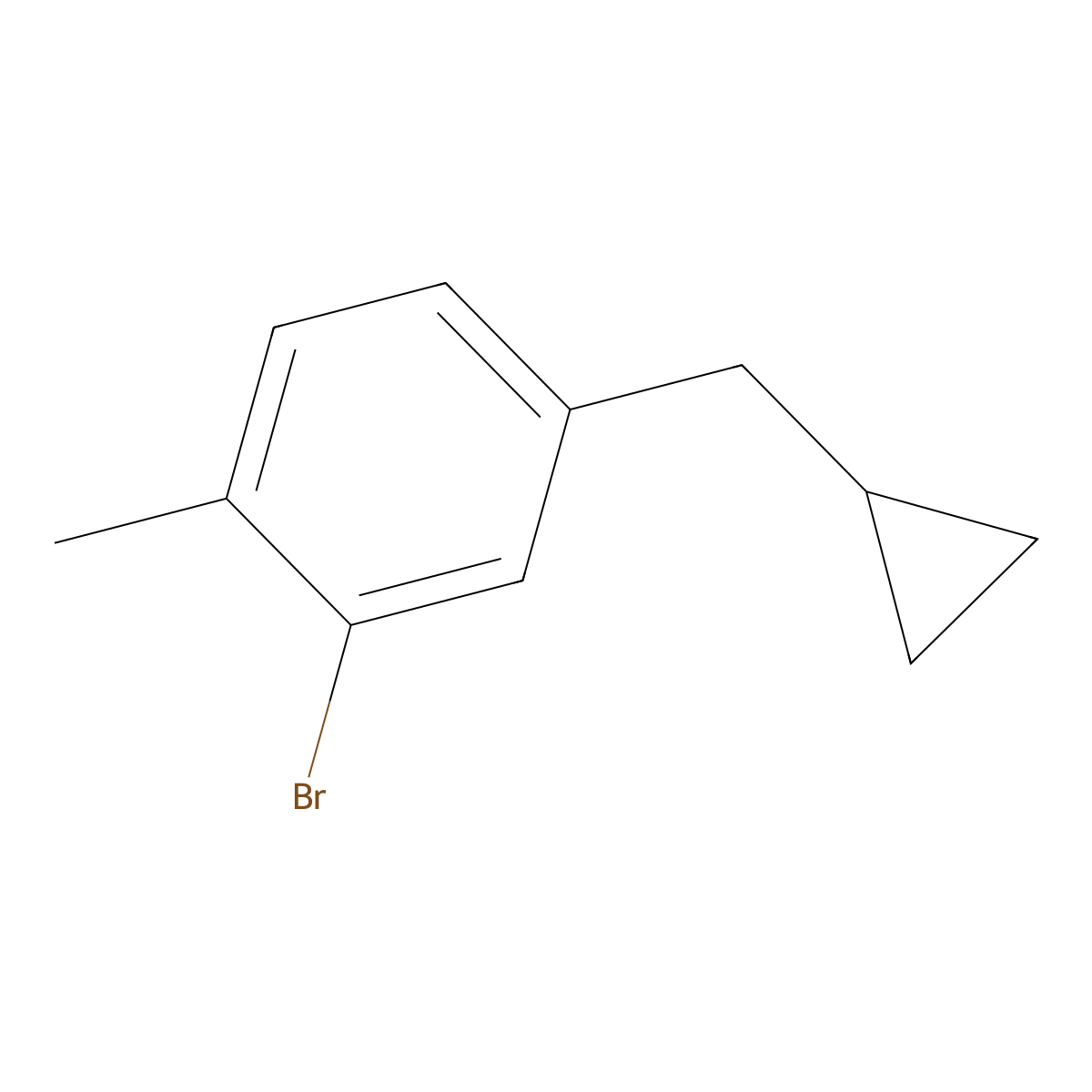 2-Bromo-4-(cyclopropylmethyl)-1-methylbenzene molecular structure, CAS 1369849-40-0