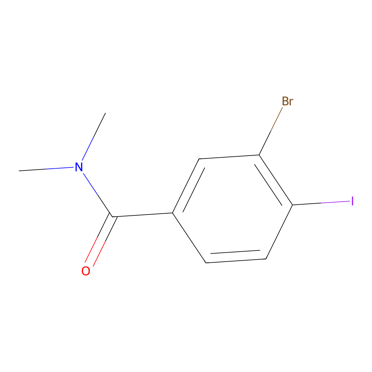 3-Bromo-4-iodo-N,N-dimethylbenzamide molecular structure, CAS 1369855-16-2