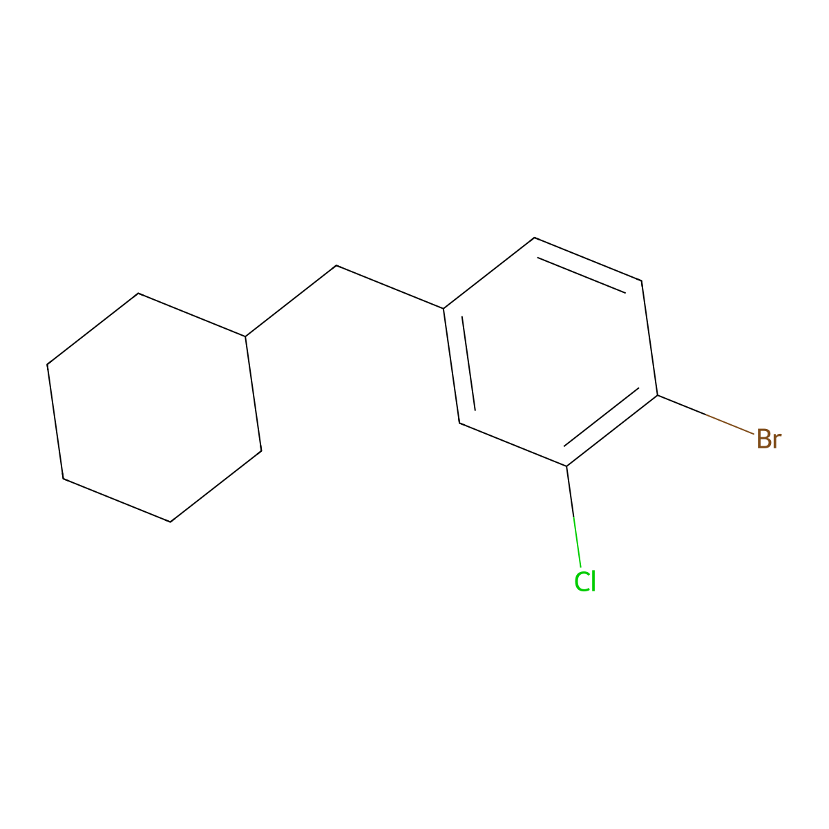 1-Bromo-2-chloro-4-(cyclohexylmethyl)benzene molecular structure, CAS 1369869-73-7
