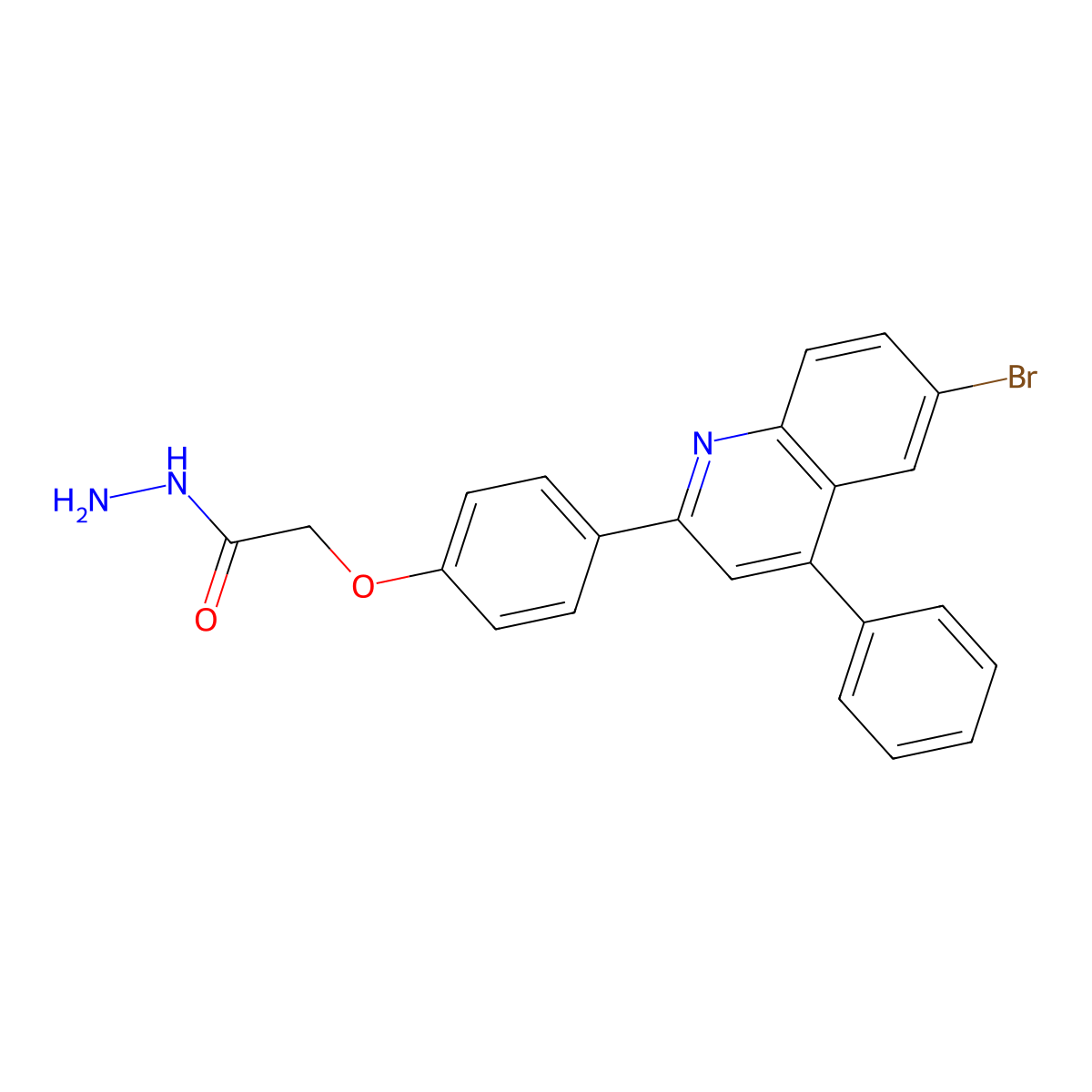 2-[4-(6-Bromo-4-phenylquinolin-2-yl)phenoxy]acetohydrazide molecular structure, CAS 136987-58-1