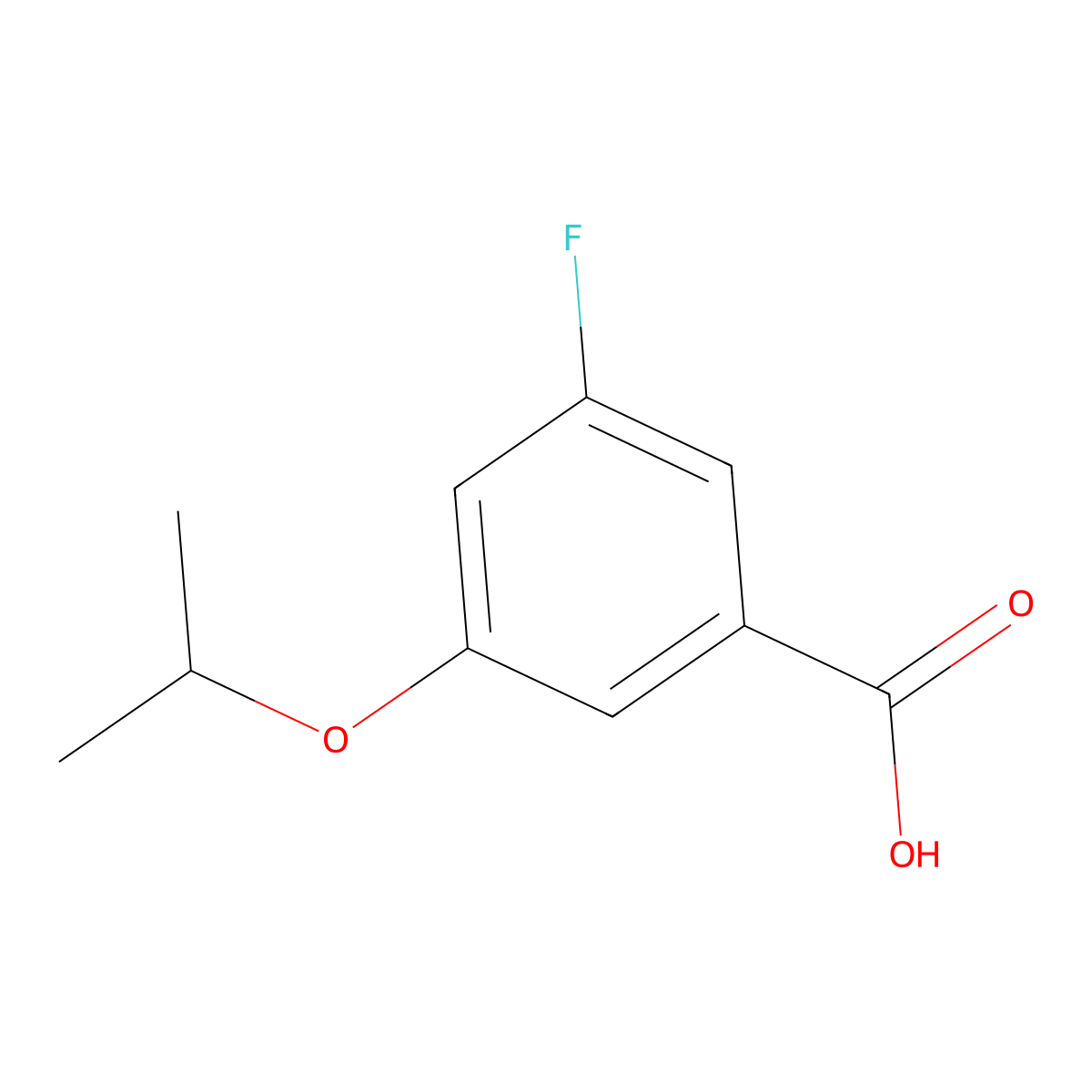 3-Fluoro-5-(propan-2-yloxy)benzoic acid molecular structure, CAS 1369879-36-6