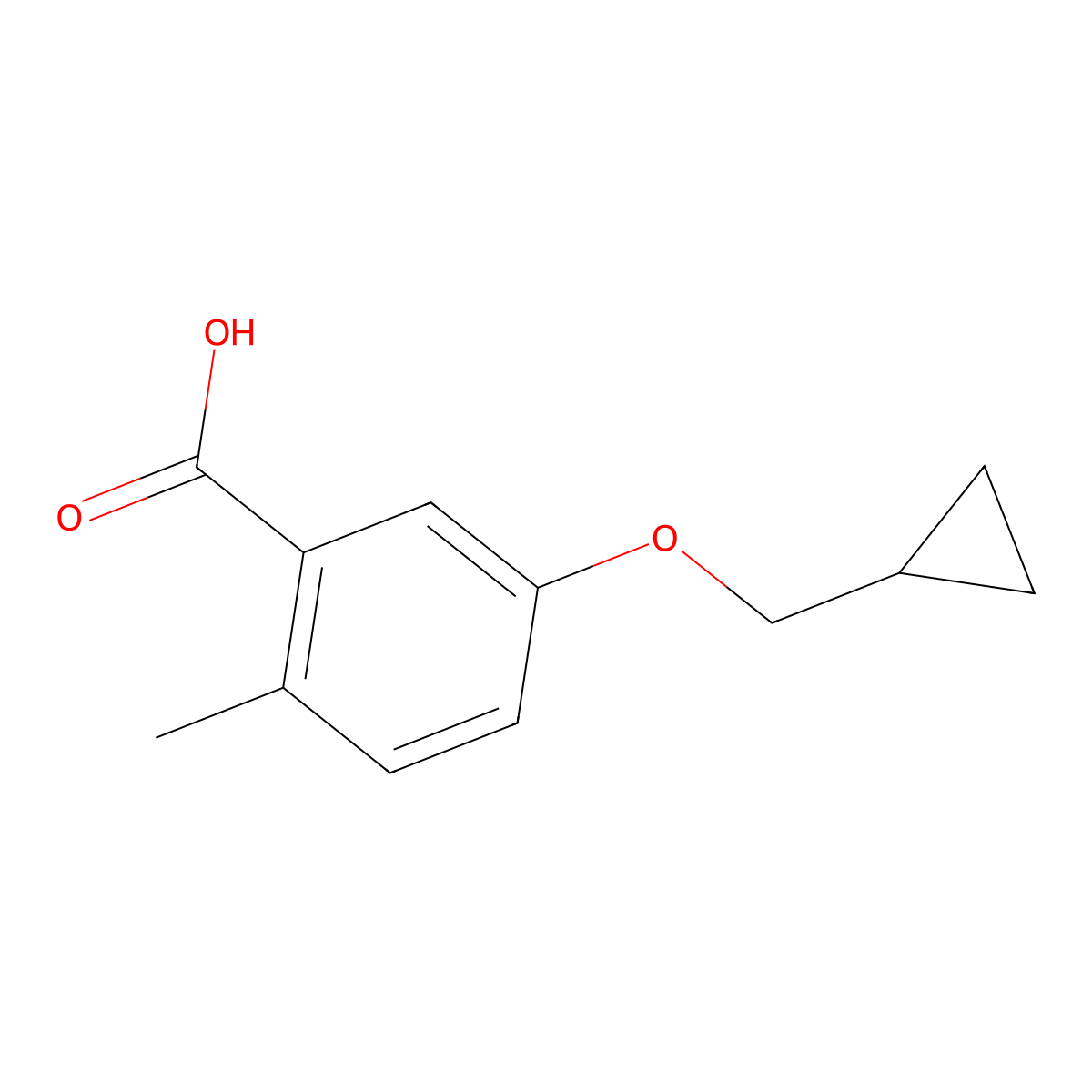 5-(Cyclopropylmethoxy)-2-methylbenzoic acid molecular structure, CAS 1369886-15-6