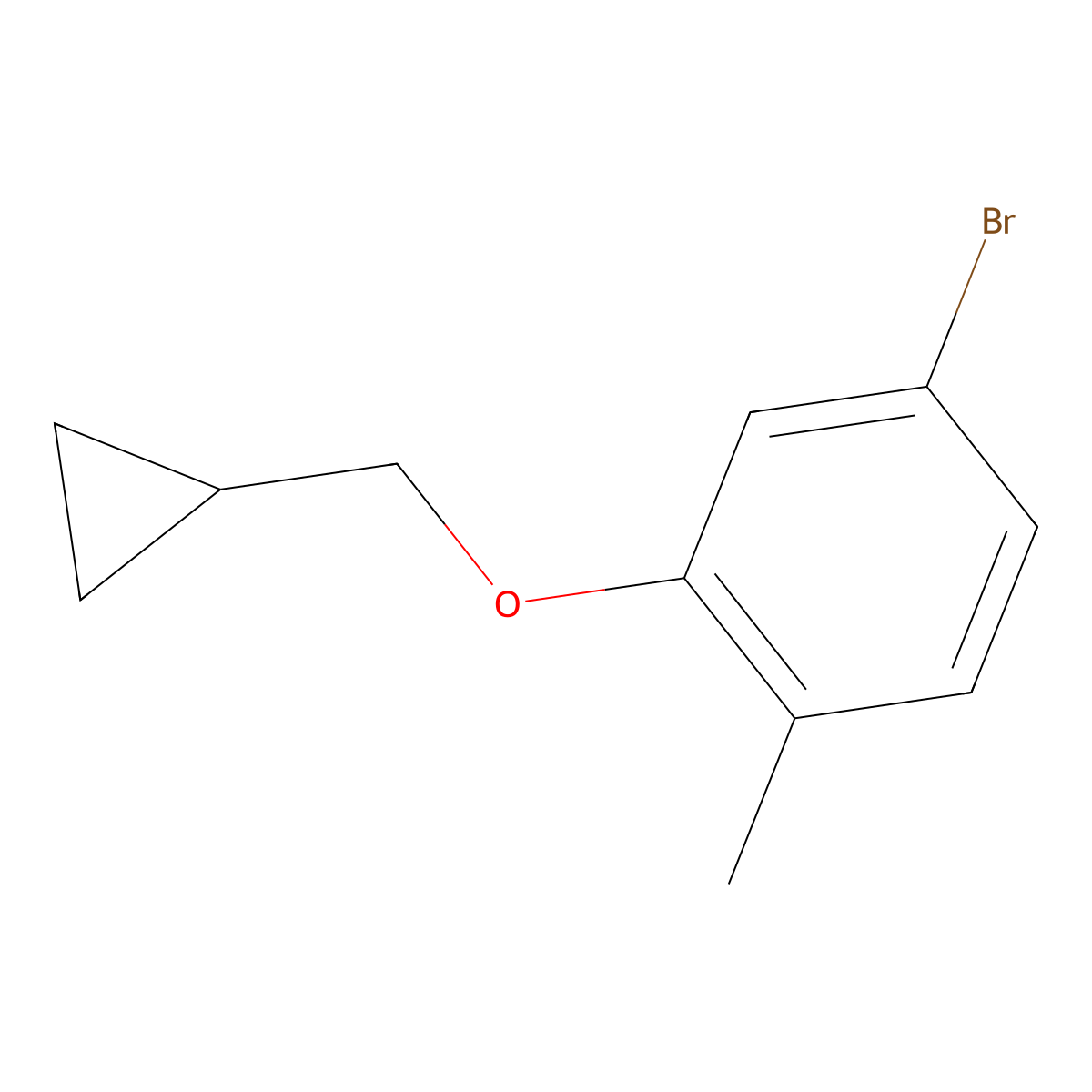 4-Bromo-2-(cyclopropylmethoxy)-1-methylbenzene molecular structure, CAS 1369886-60-1