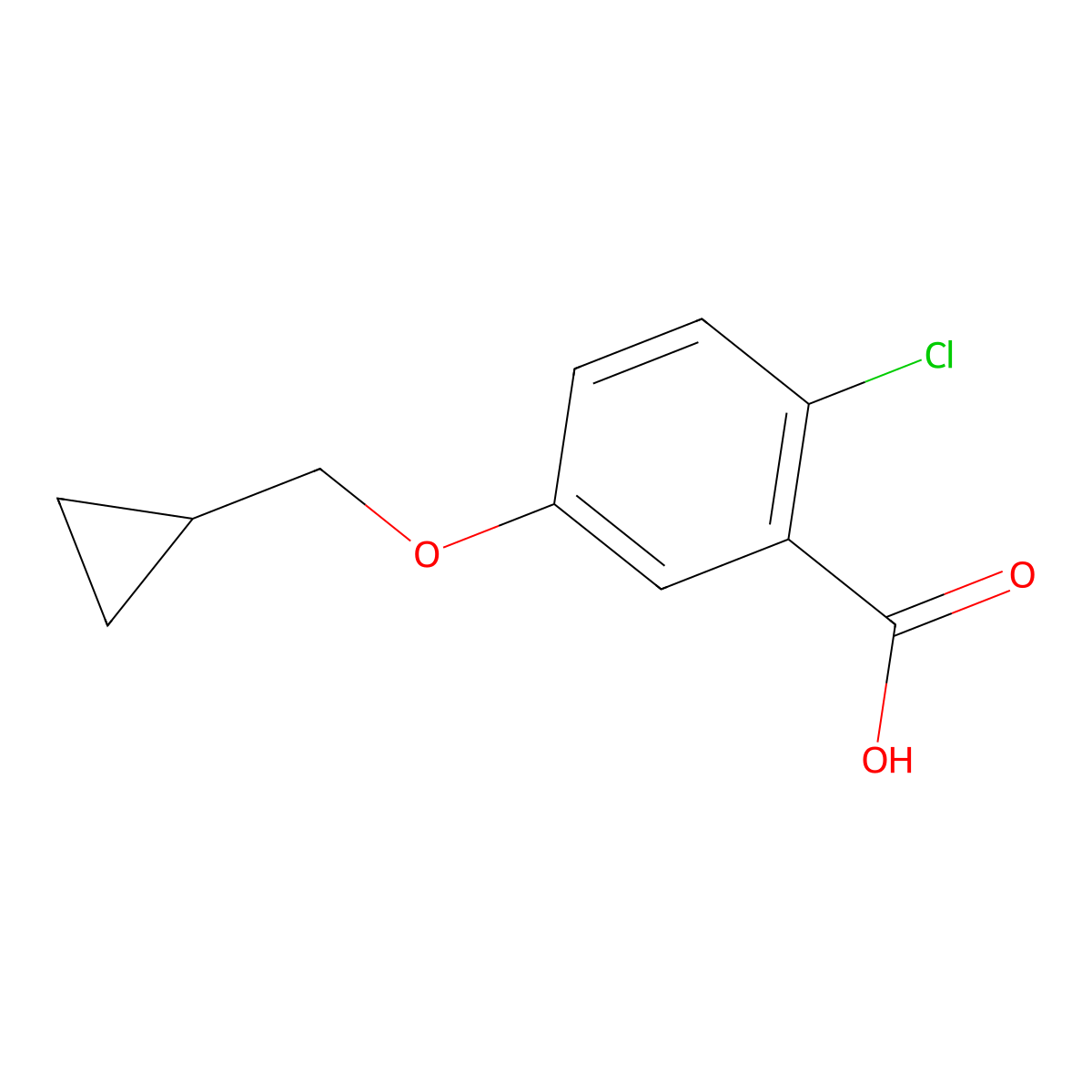 2-Chloro-5-(cyclopropylmethoxy)benzoic acid molecular structure, CAS 1369887-75-1