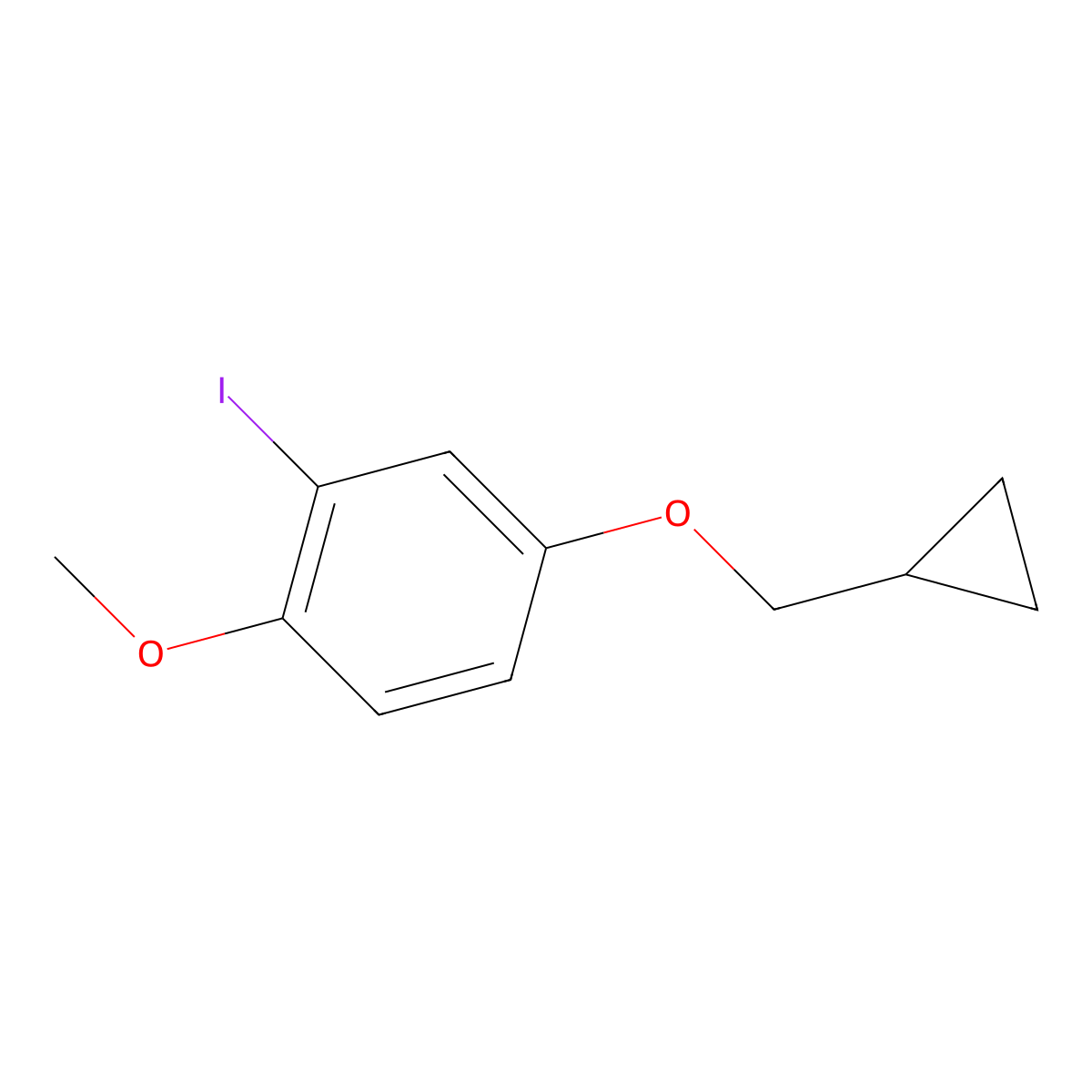 Benzene, 4-(cyclopropylmethoxy)-2-iodo-1-methoxy- molecular structure, CAS 1369893-58-2