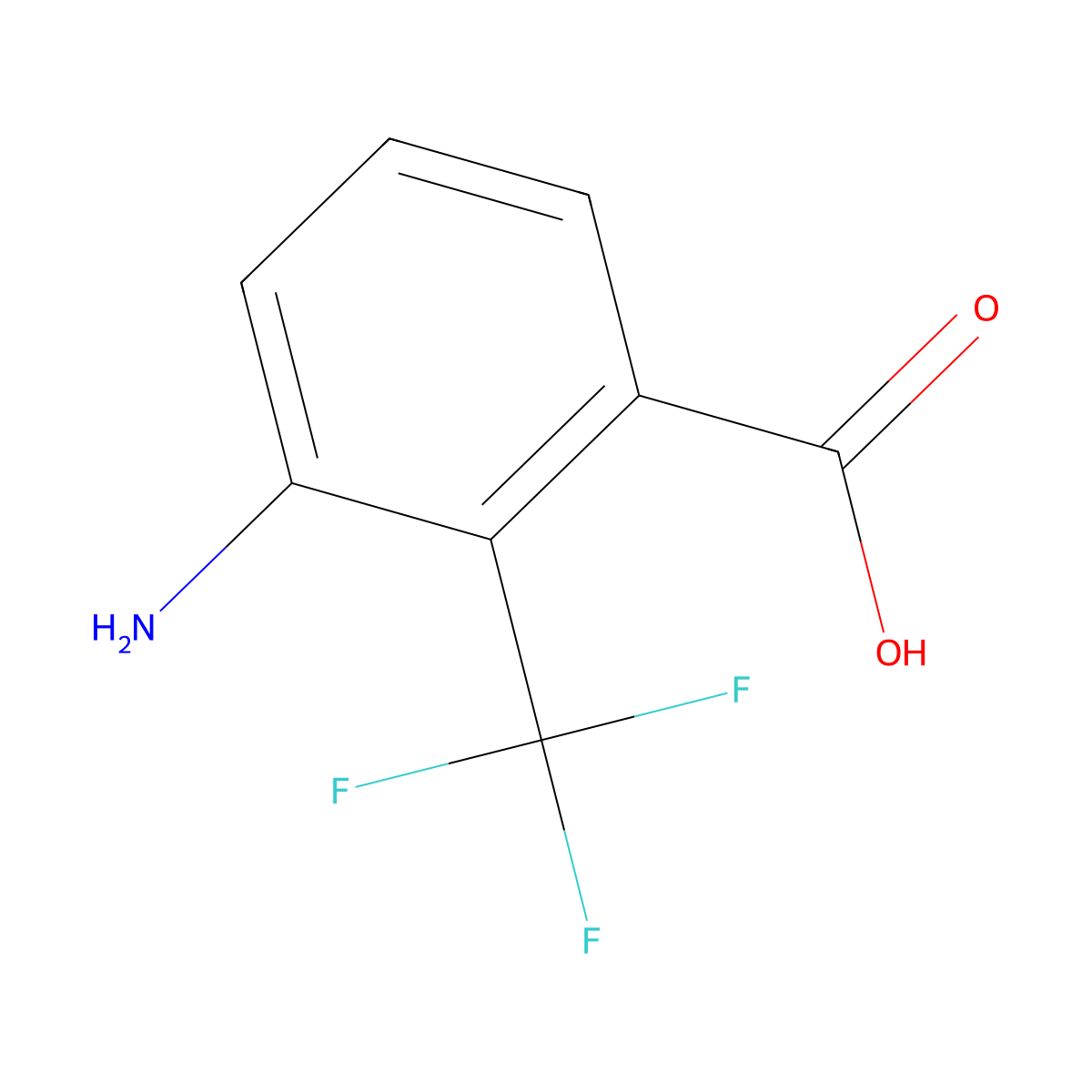 3-Amino-2-(trifluoromethyl)benzoic acid molecular structure, CAS 1369896-75-2