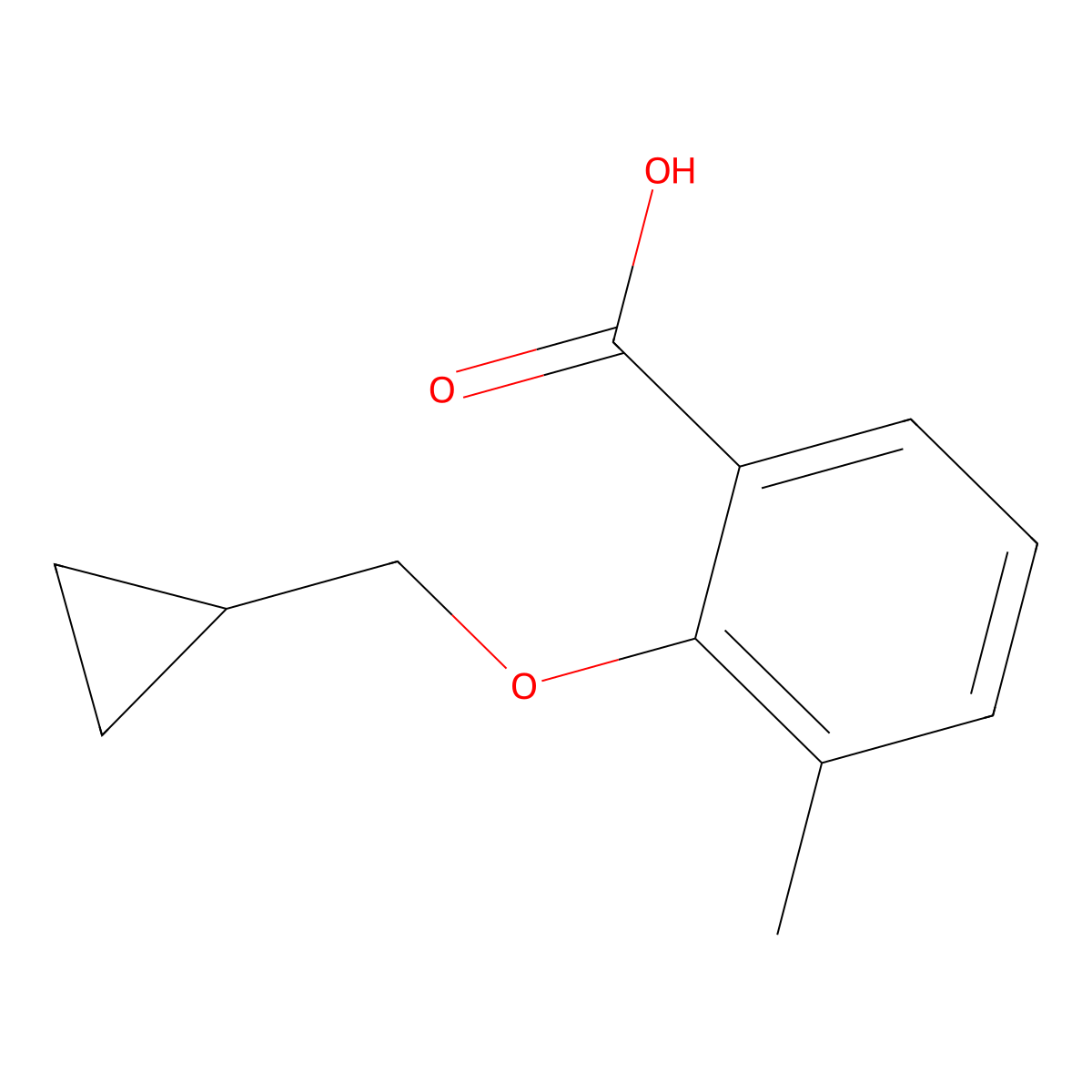 2-(Cyclopropylmethoxy)-3-methylbenzoic acid molecular structure, CAS 1369898-59-8