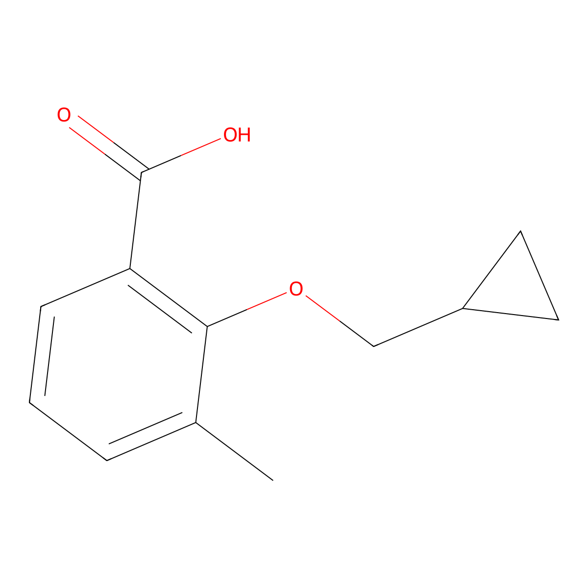 2-(Cyclopropylmethoxy)-3-methylbenzoic acid molecular structure, CAS 1369898-59-8