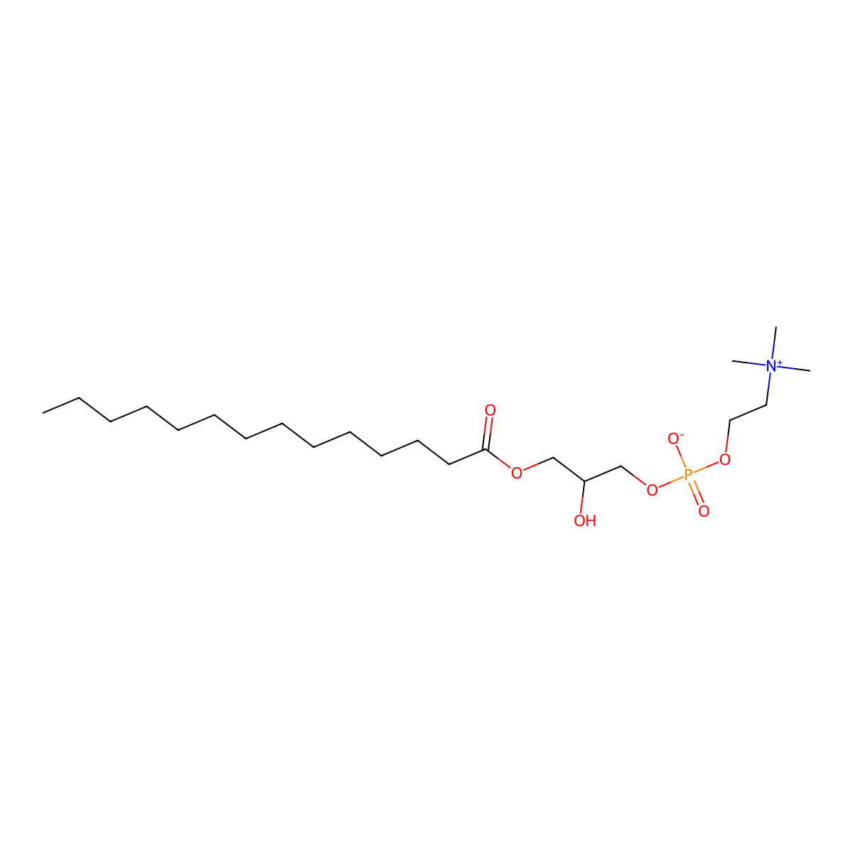 Myristoyllysophosphatidylcholine molecular structure, CAS 13699-45-1