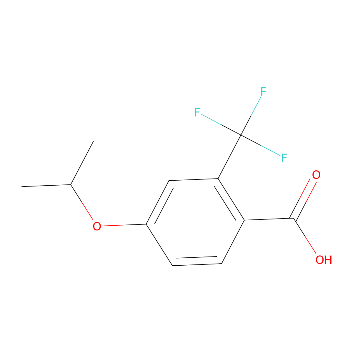 4-Isopropoxy-2-(trifluoromethyl)benzoic acid molecular structure, CAS 1369907-06-1