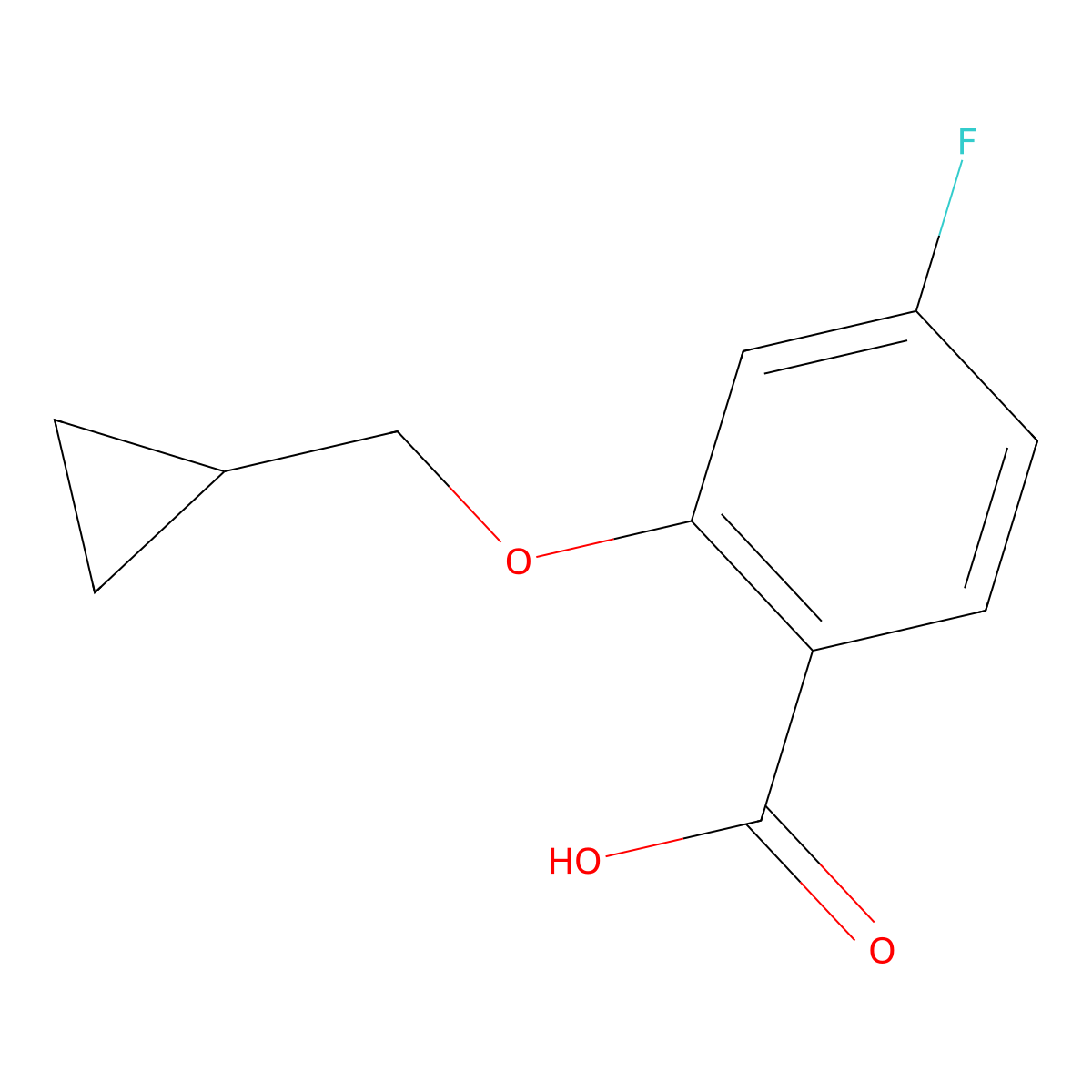 2-Cyclopropylmethoxy-4-fluoro-benzoic acid molecular structure, CAS 1369917-22-5