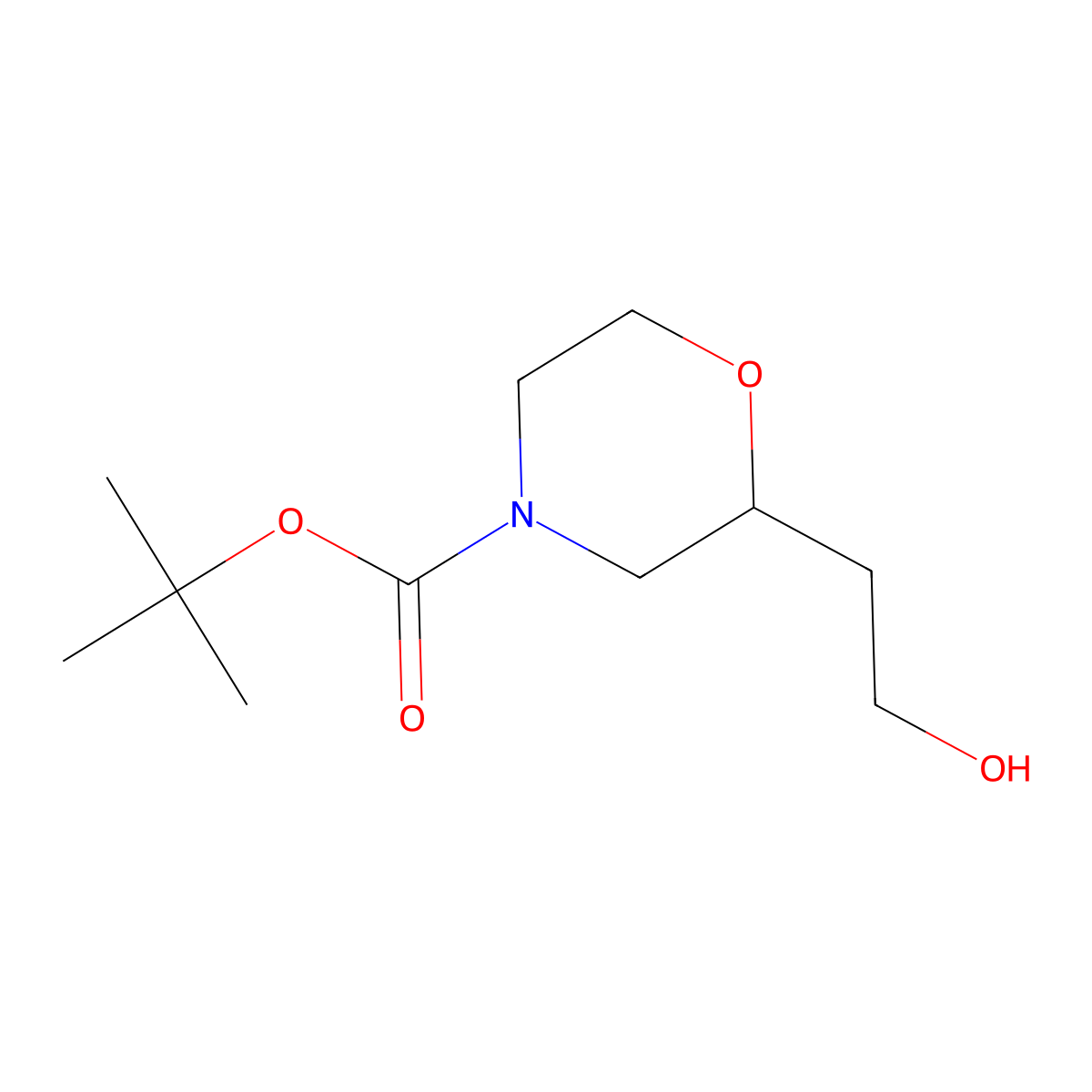 (R)-N-Boc-2-(2-hydroxyethyl)morpholine molecular structure, CAS 136992-21-7