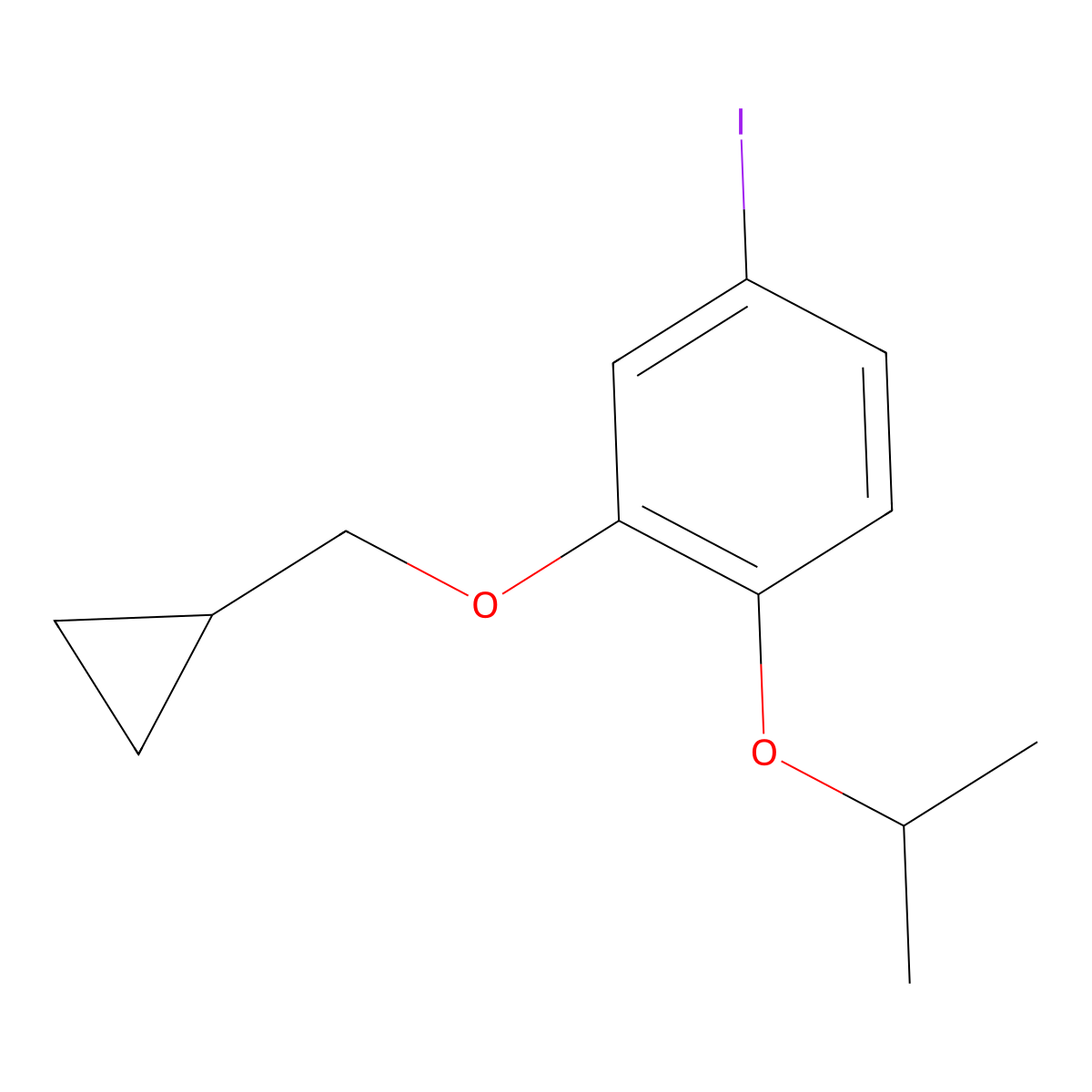 Benzene, 2-(cyclopropylmethoxy)-4-iodo-1-(1-methylethoxy)- molecular structure, CAS 1369922-32-6