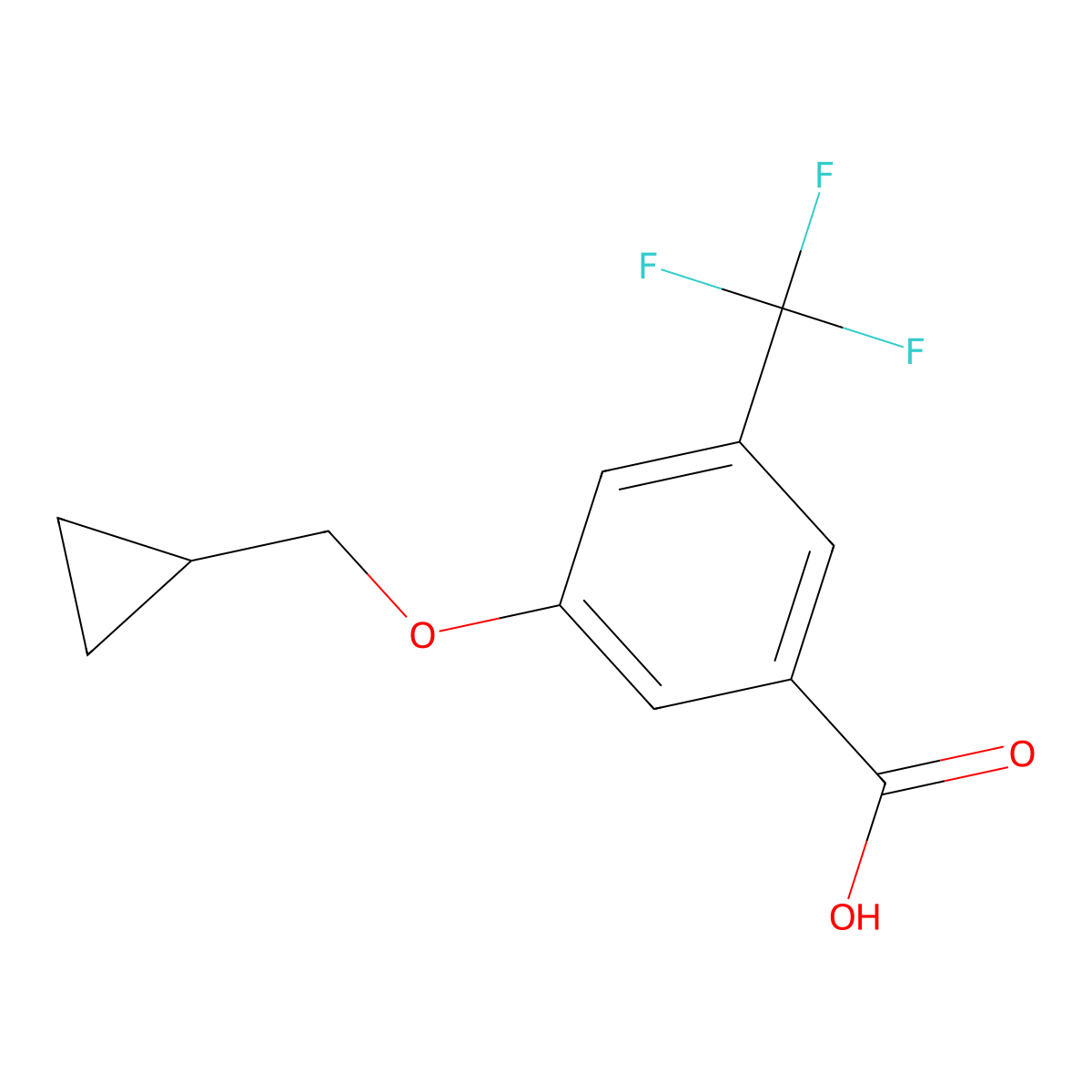 3-(Cyclopropylmethoxy)-5-(trifluoromethyl)benzoic acid molecular structure, CAS 1369924-76-4