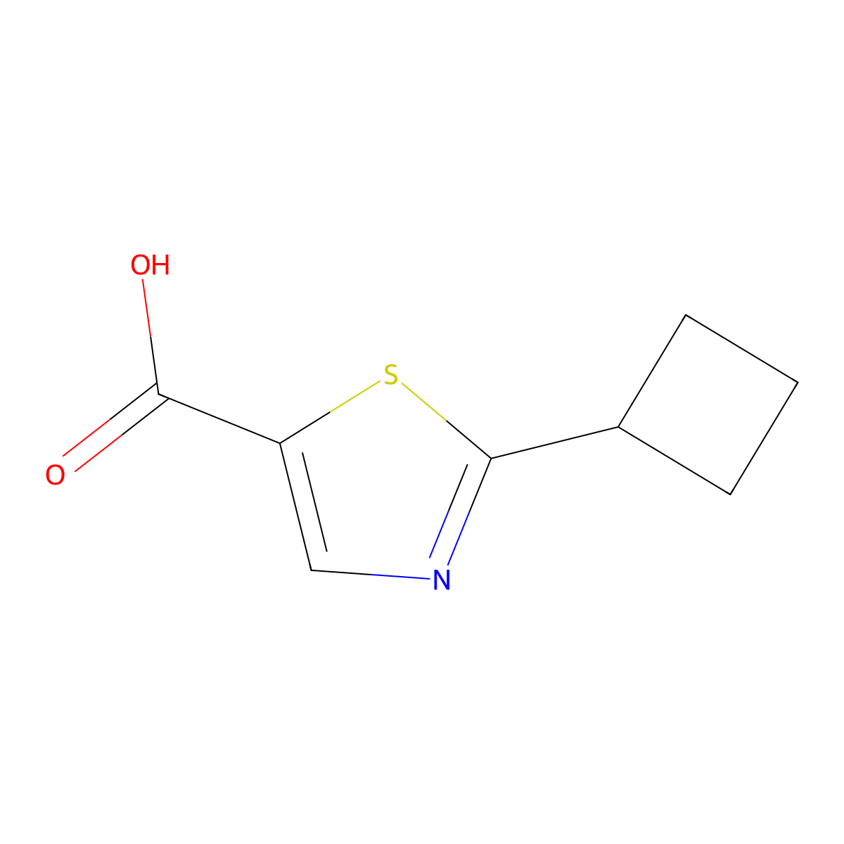 2-Cyclobutyl-1,3-thiazole-5-carboxylic acid molecular structure, CAS 1369934-00-8