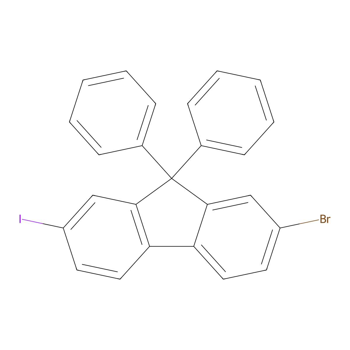 2-bromo-7-iodo-9,9-diphenyl-9H-Fluorene molecular structure, CAS 1369940-01-1