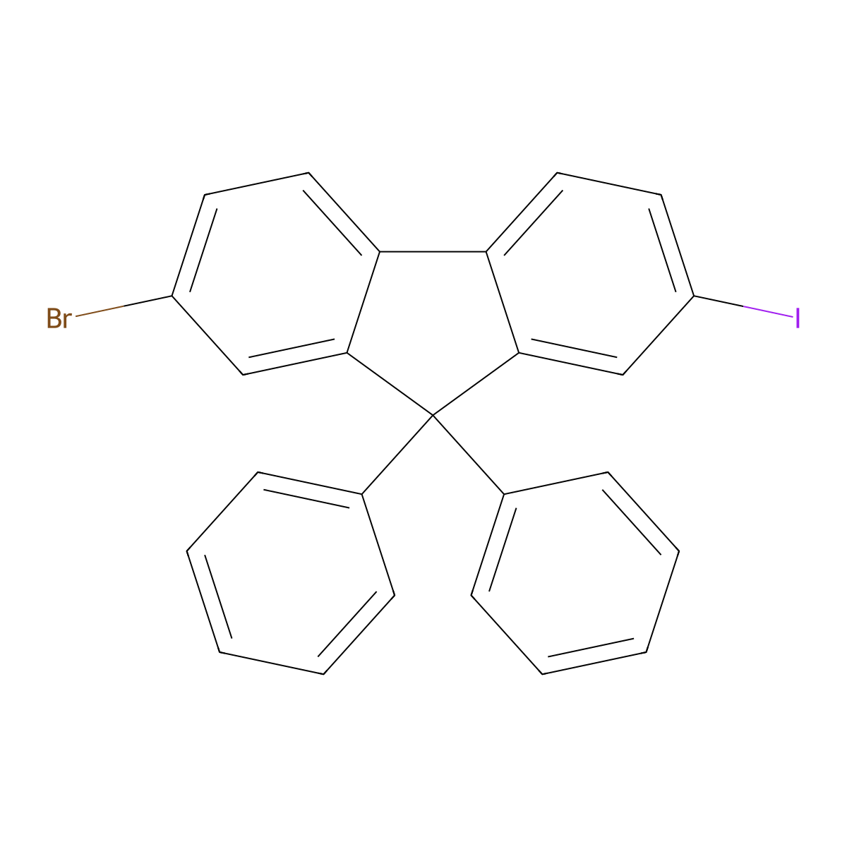 2-bromo-7-iodo-9,9-diphenyl-9H-Fluorene molecular structure, CAS 1369940-01-1