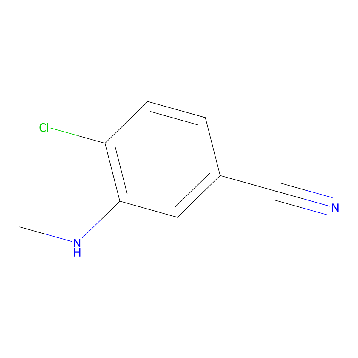 4-Chloro-3-(methylamino)benzonitrile molecular structure, CAS 1369946-82-6