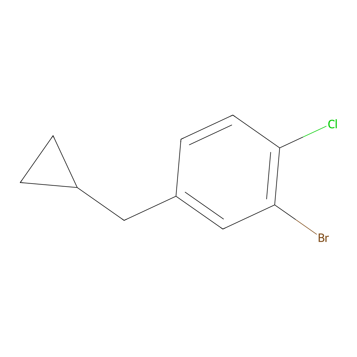 2-Bromo-1-chloro-4-(cyclopropylmethyl)benzene molecular structure, CAS 1369951-13-2