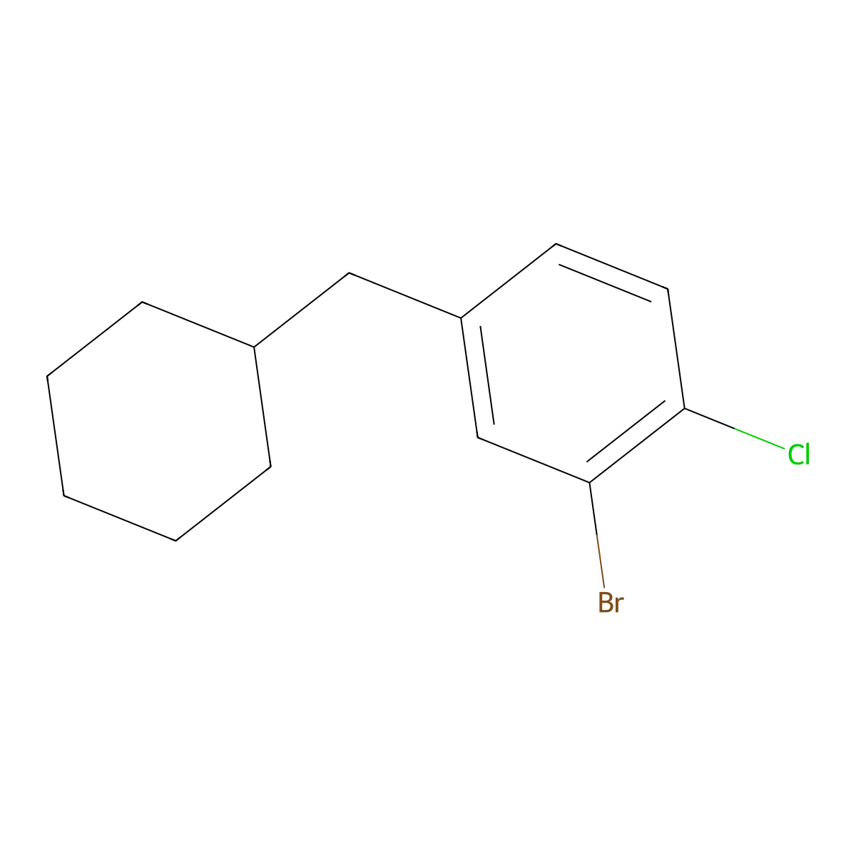 2-Bromo-1-chloro-4-(cyclohexylmethyl)benzene molecular structure, CAS 1369951-20-1