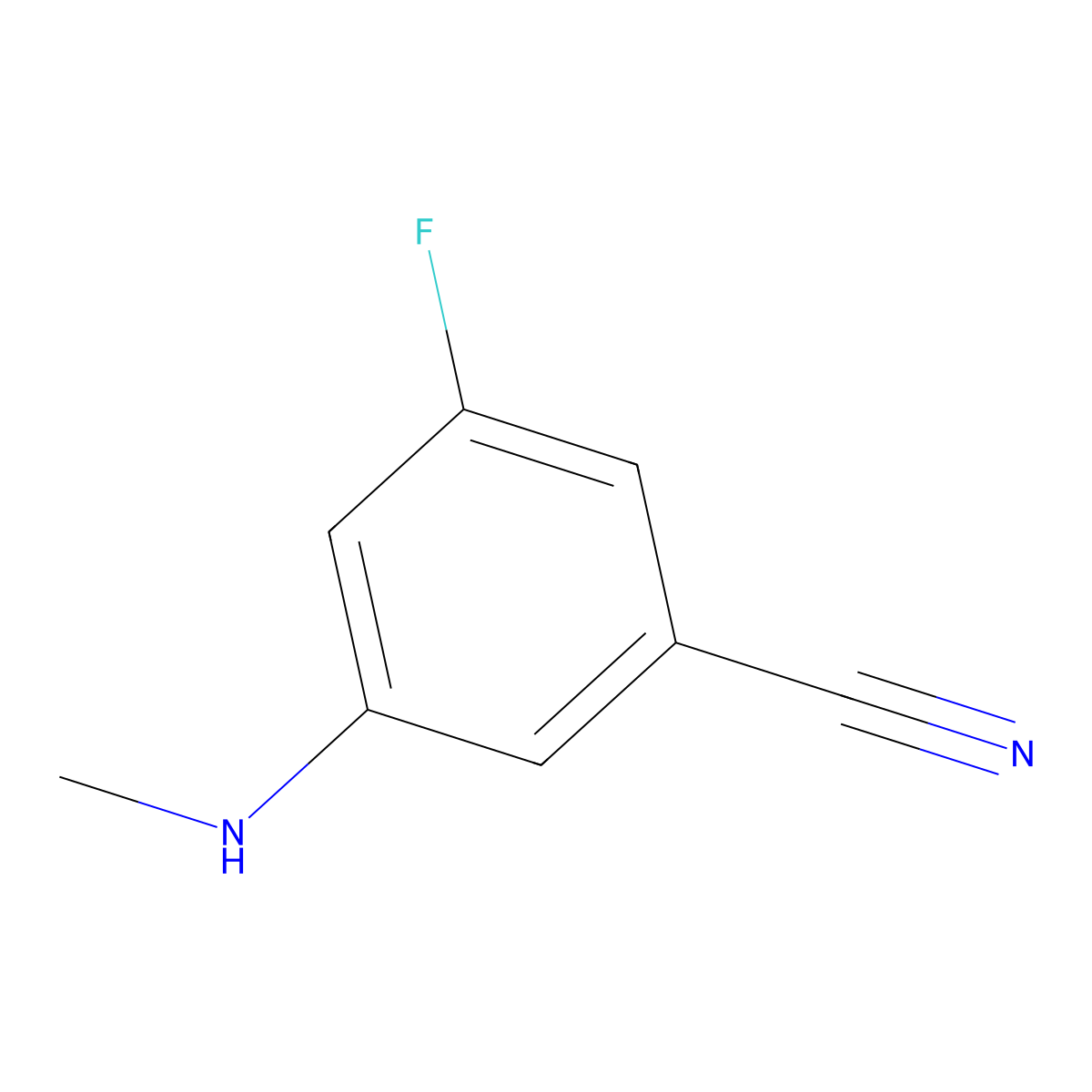 3-Fluoro-5-(methylamino)benzonitrile molecular structure, CAS 1369951-60-9